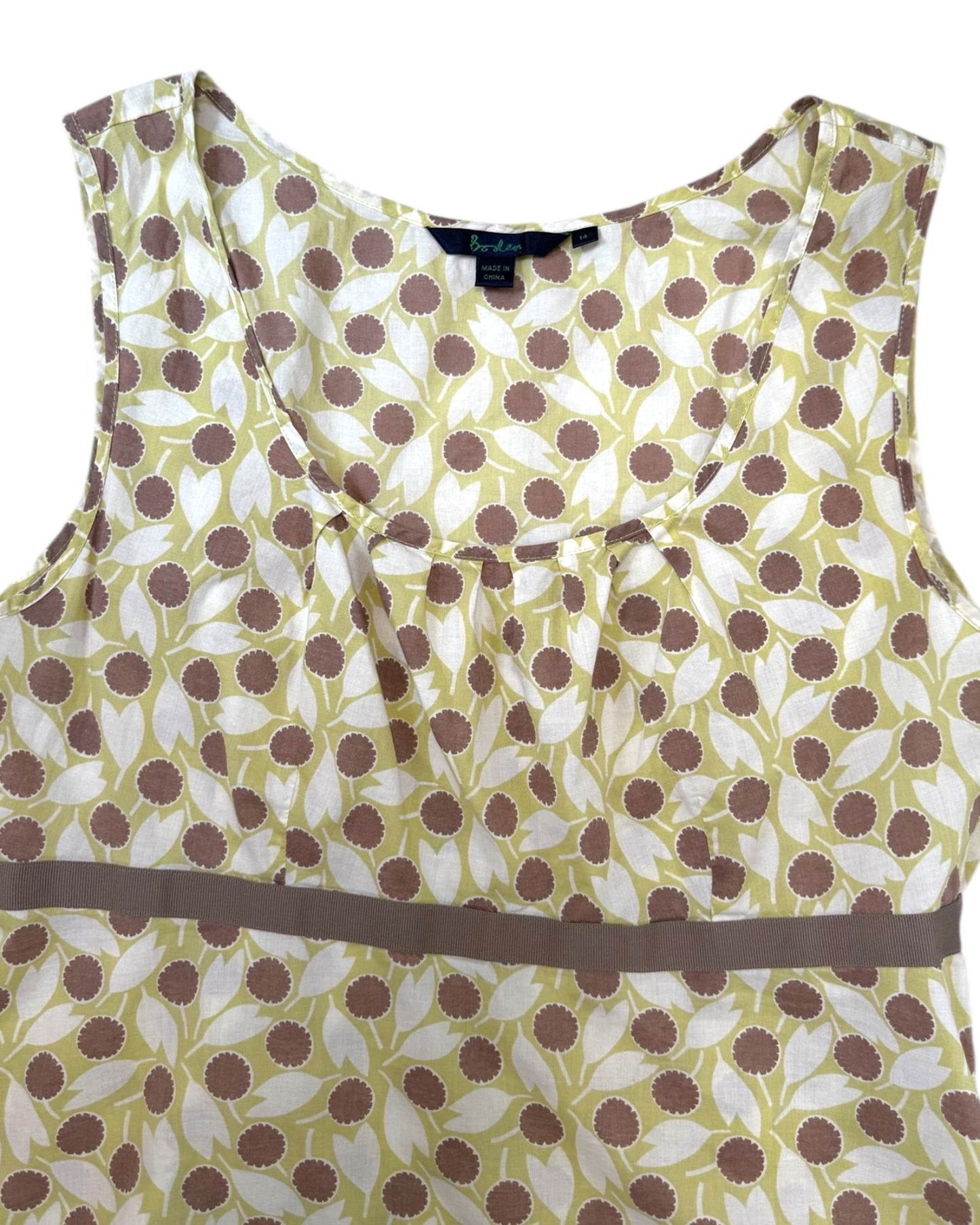 Vintage Green and Brown Floral Tank Blouse