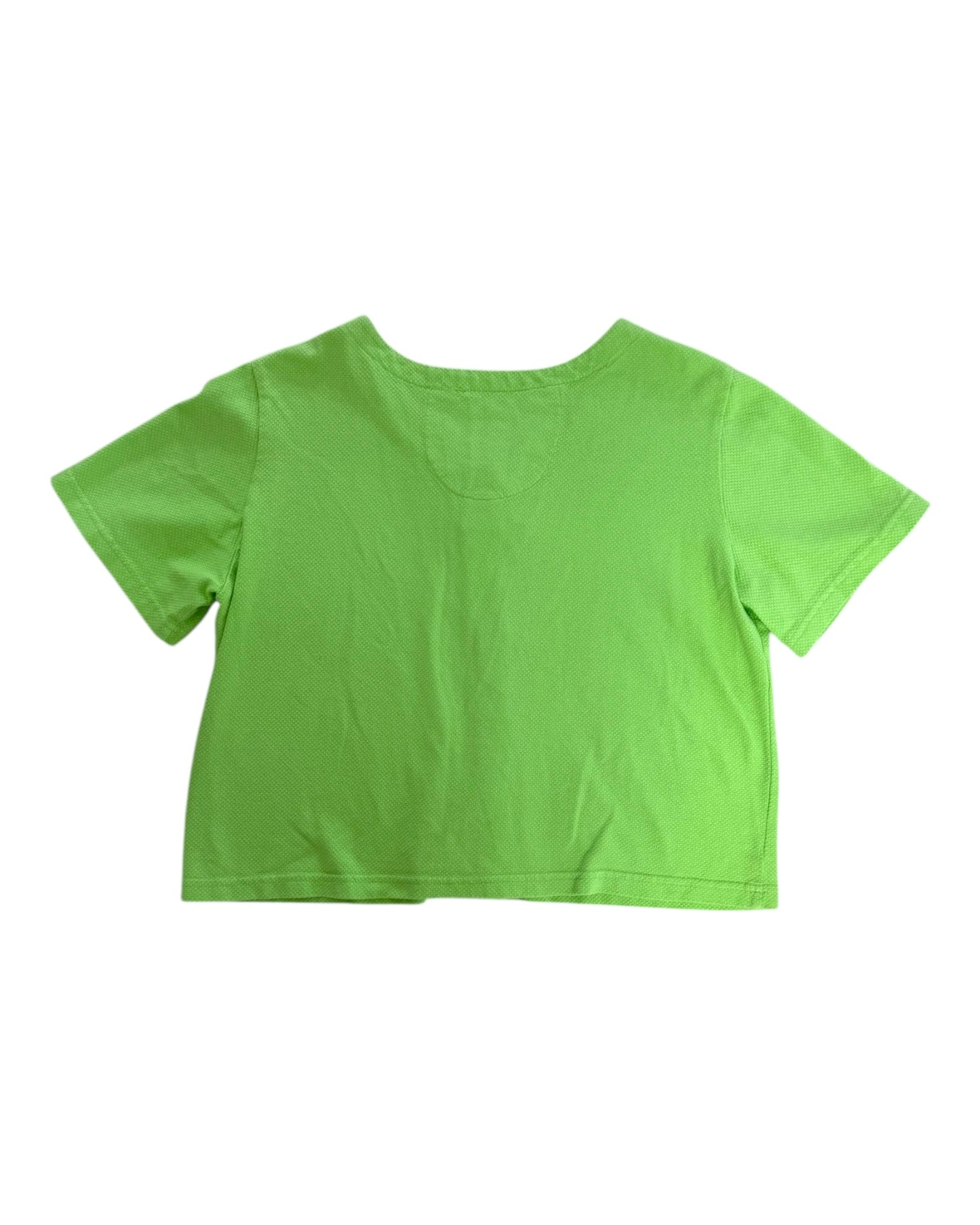 Vintage Lime Green Cropped Button-Up Top
