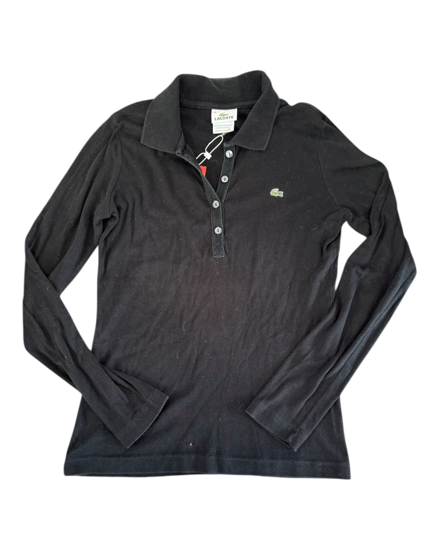 Vintage Lacoste Black Long Sleeve Polo Top