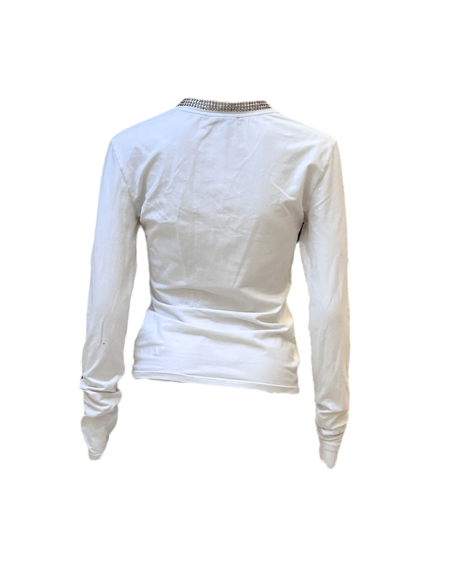 Vintage 2000 Roberto Cavalli Rhinestone Logo White Tee