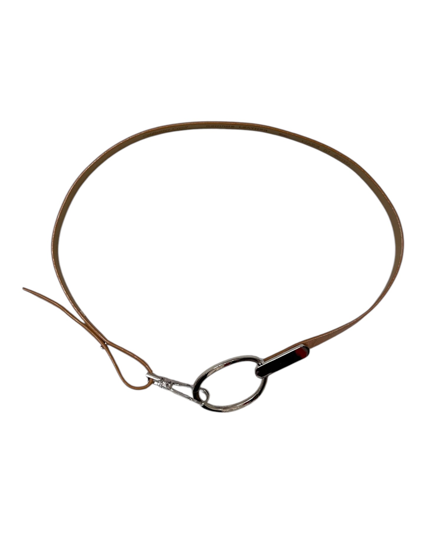Vintage Mod Silver and Tan Leather Skinny Belt
