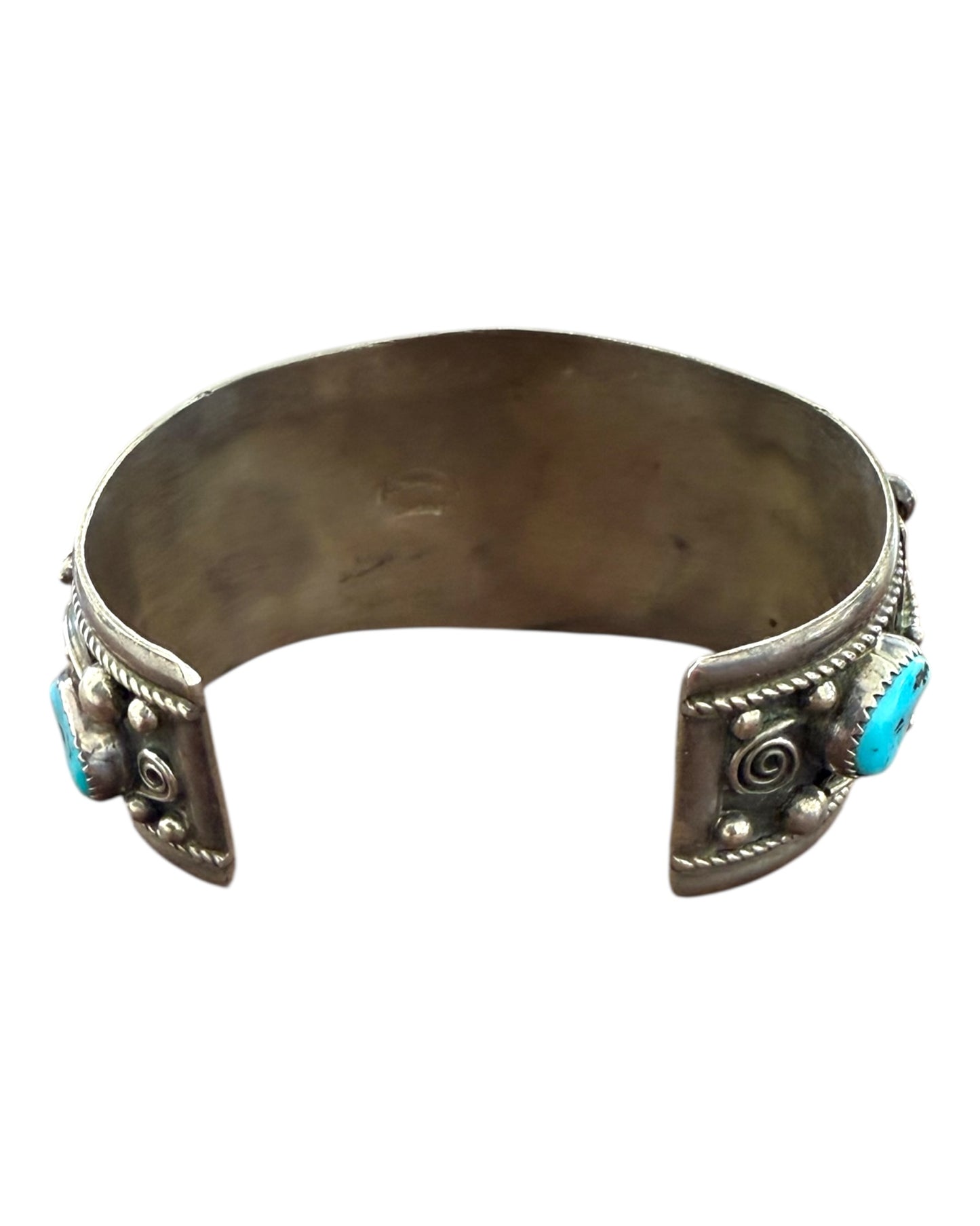 Vintage H. Spencer Sterling Silver and Genuine Turquoise Cuff Bracelet