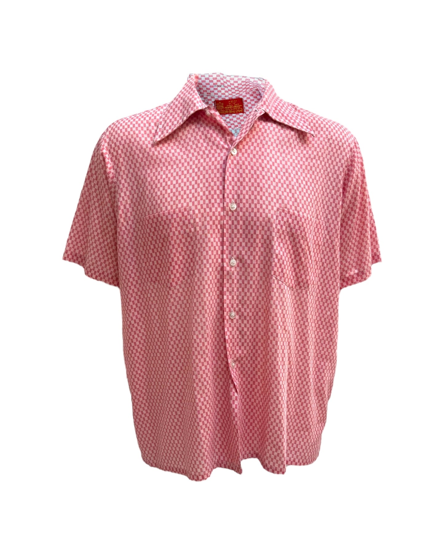 Vintage Red and Blue Short Sleeve Button-Up Tops