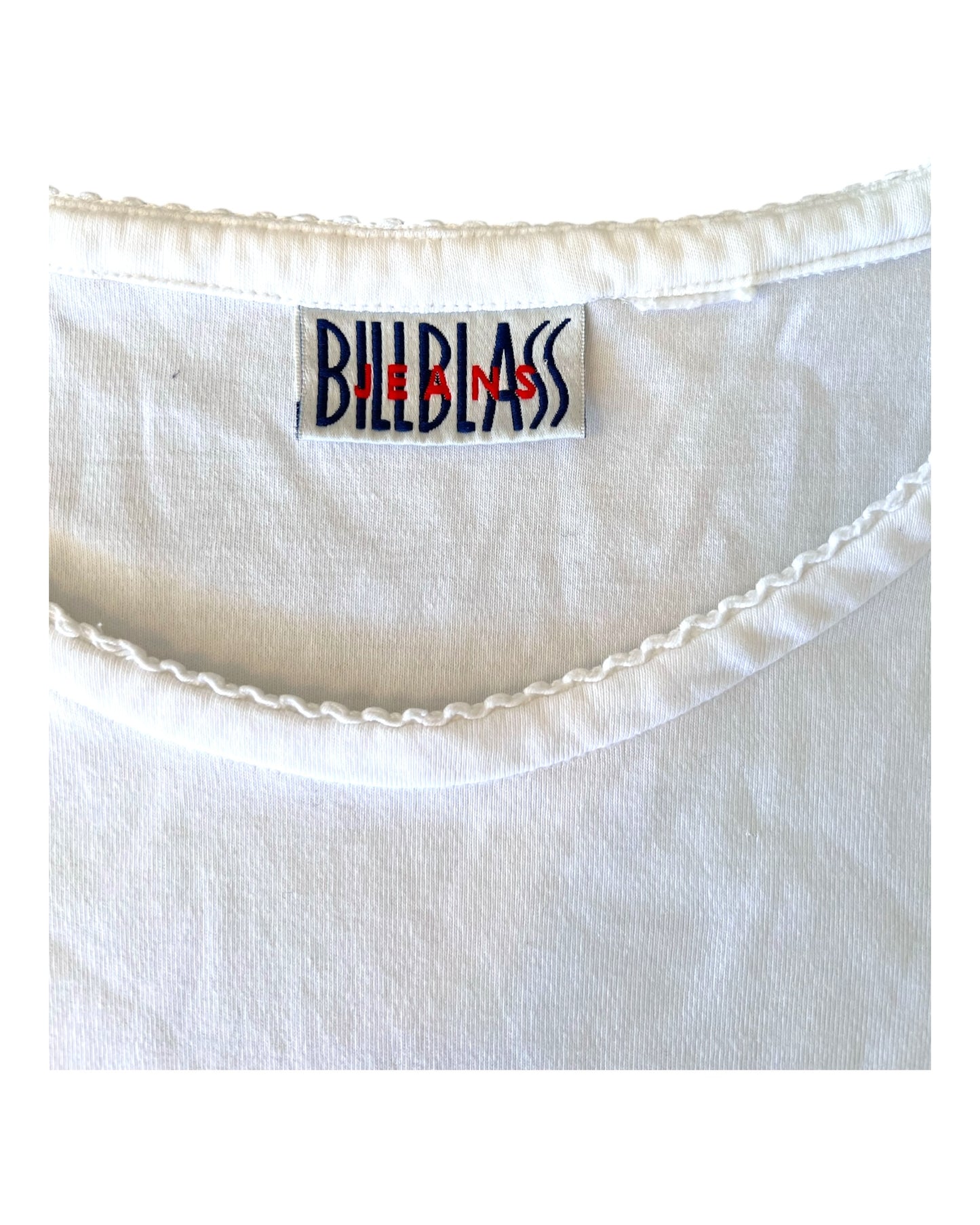 Vintage Bill Blass Embroidered Cotton White Long Sleeve Top