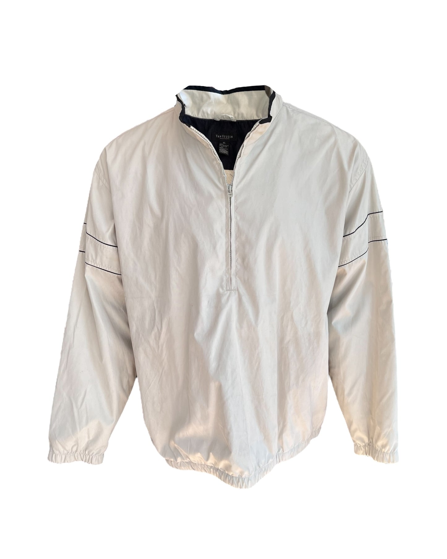 Vintage Beige Quarter-Zip Windbreaker Jacket