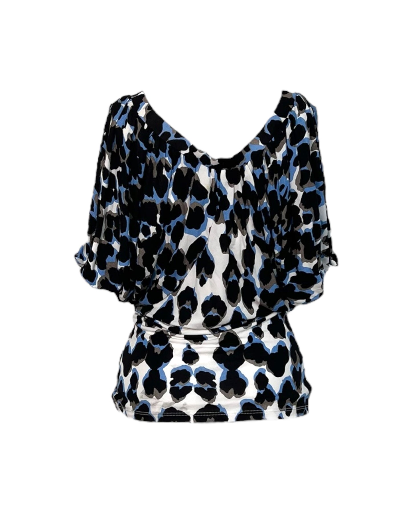 Vintage 2008 Roberto Cavalli Animal Print Butterfly-Sleeve Top