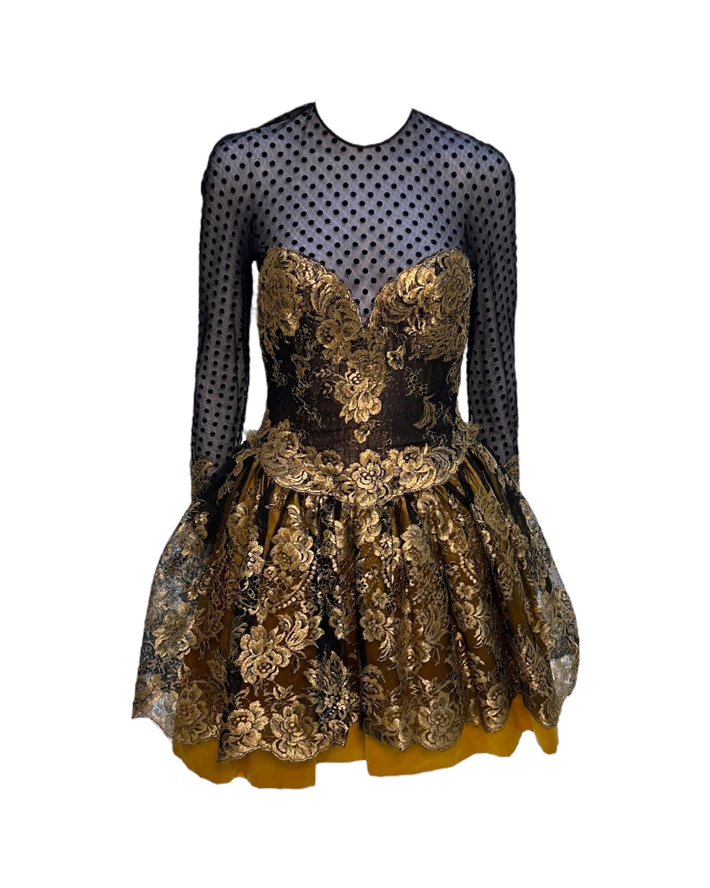 Vintage 1980s Vera Wang Black and Gold Mini Dress
