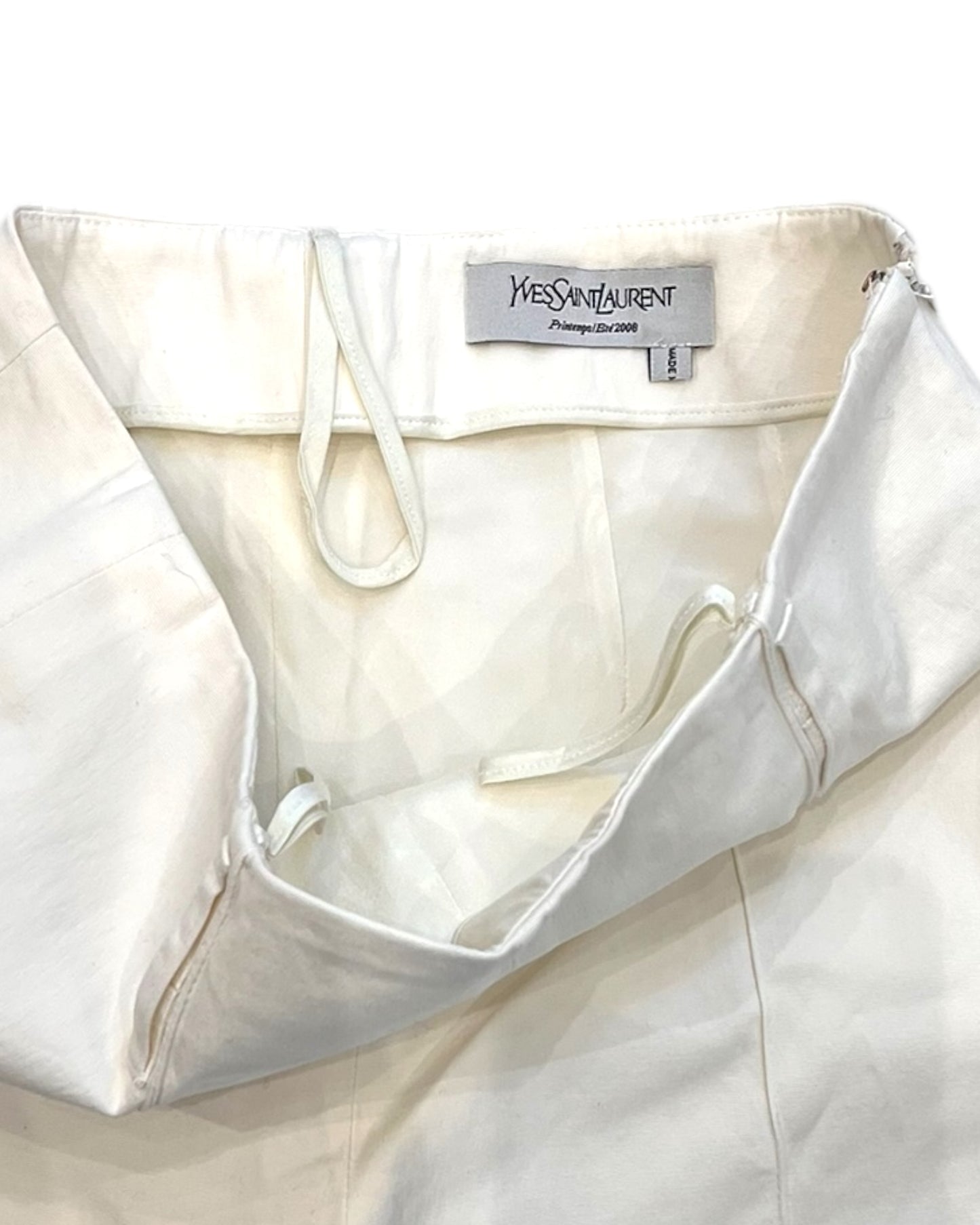 Vintage 2008 Yves Saint Laurent White Denim Tapered Trouser Pants