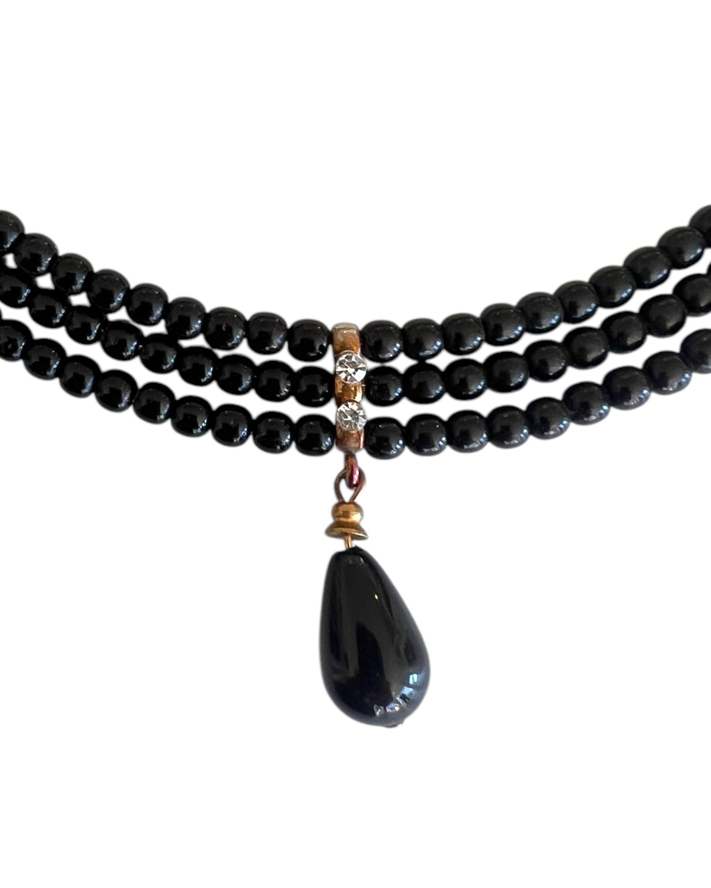 Vintage Black Beaded Choker Necklace