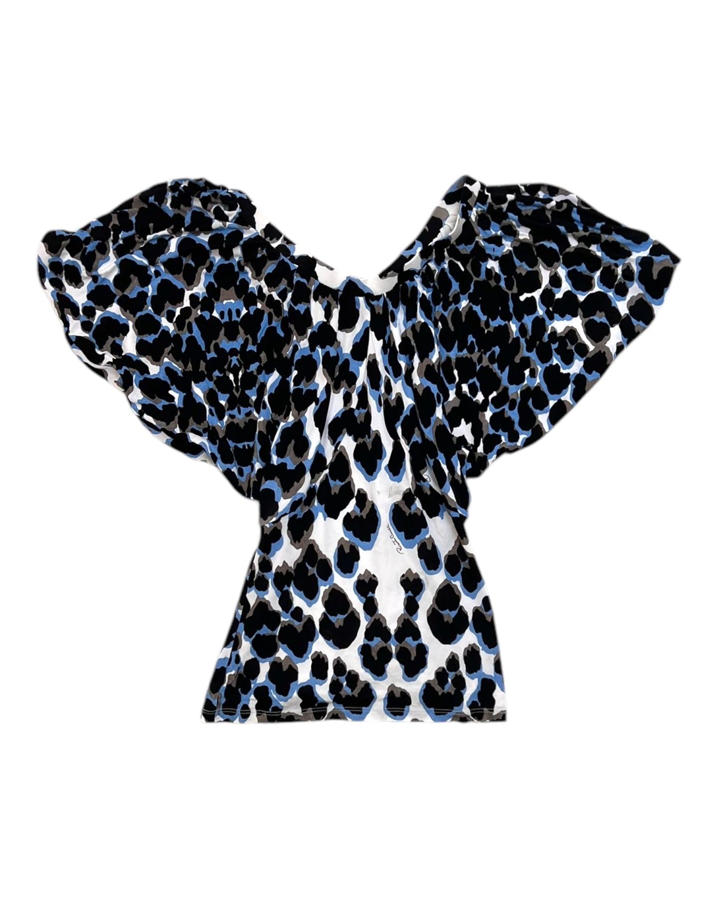 Vintage 2008 Roberto Cavalli Animal Print Butterfly-Sleeve Top