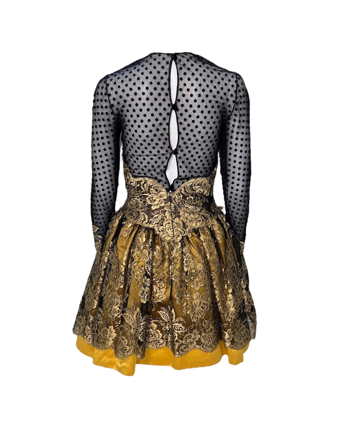 Vintage 1980s Vera Wang Black and Gold Mini Dress