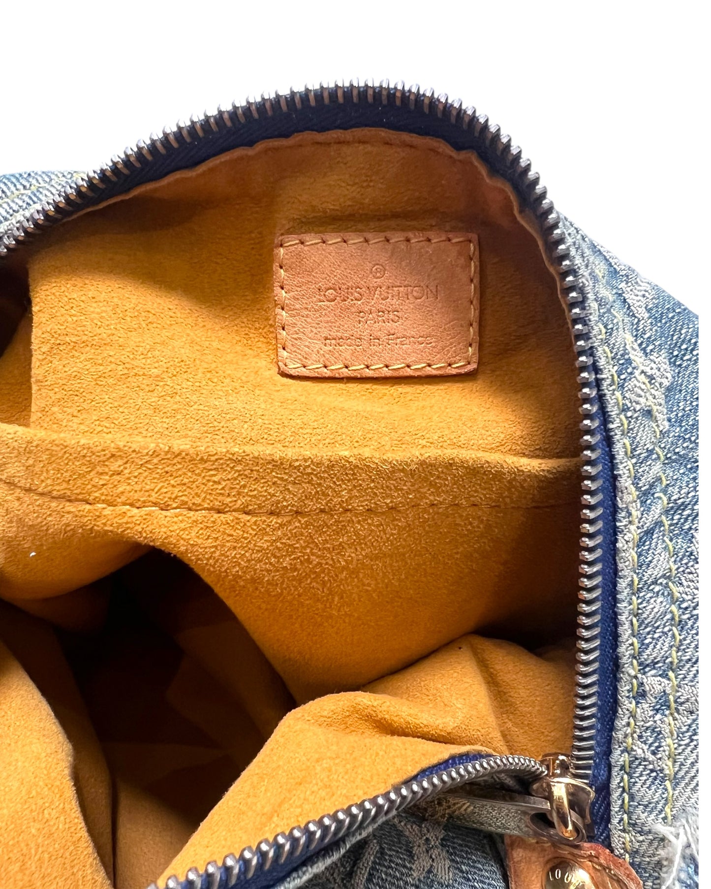 Vintage 2006 Louis Vuitton Blue Denim Monogram Slouchy PM Bag by Marc Jacobs