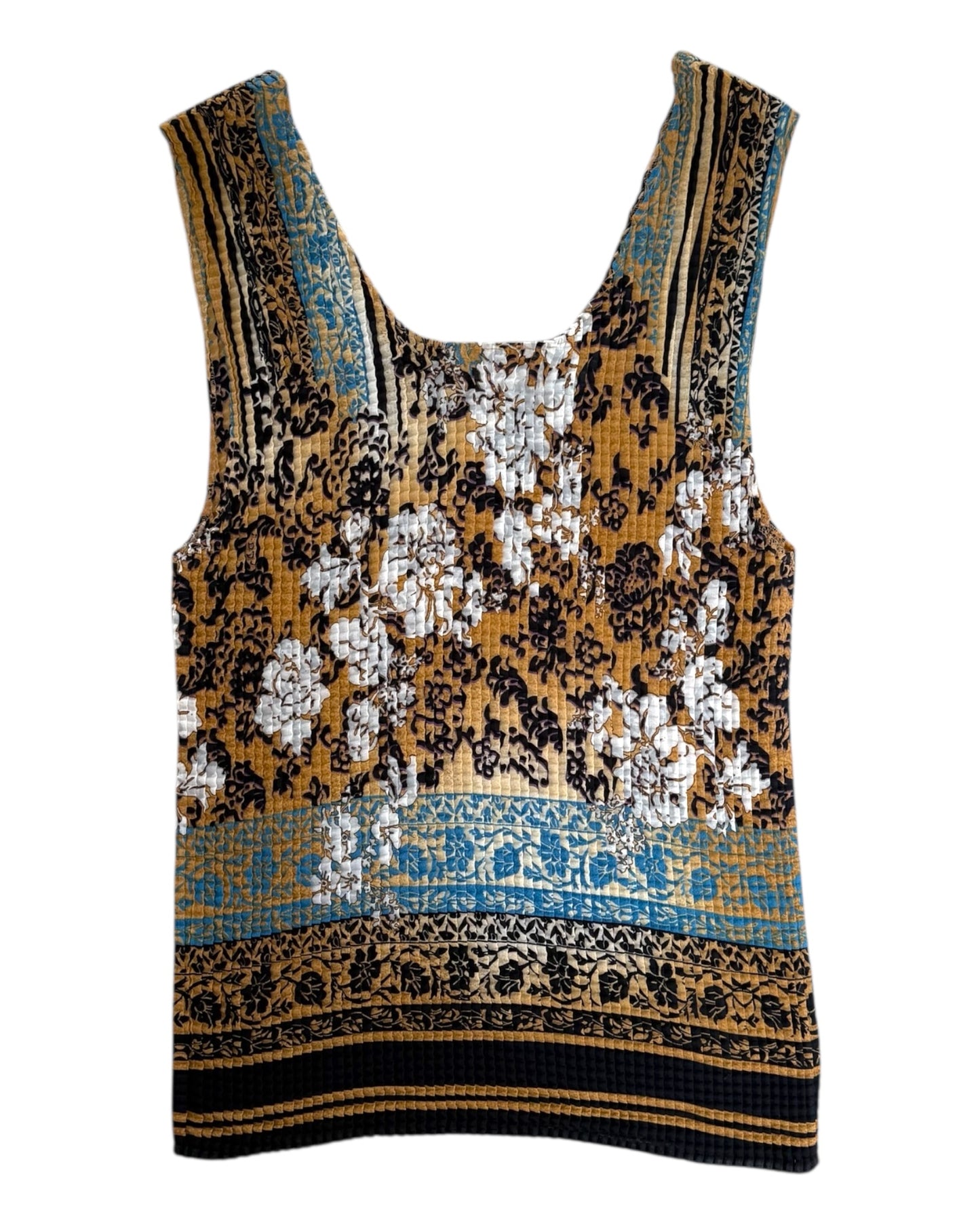 Vintage Brown Patterned Scrunchie Top