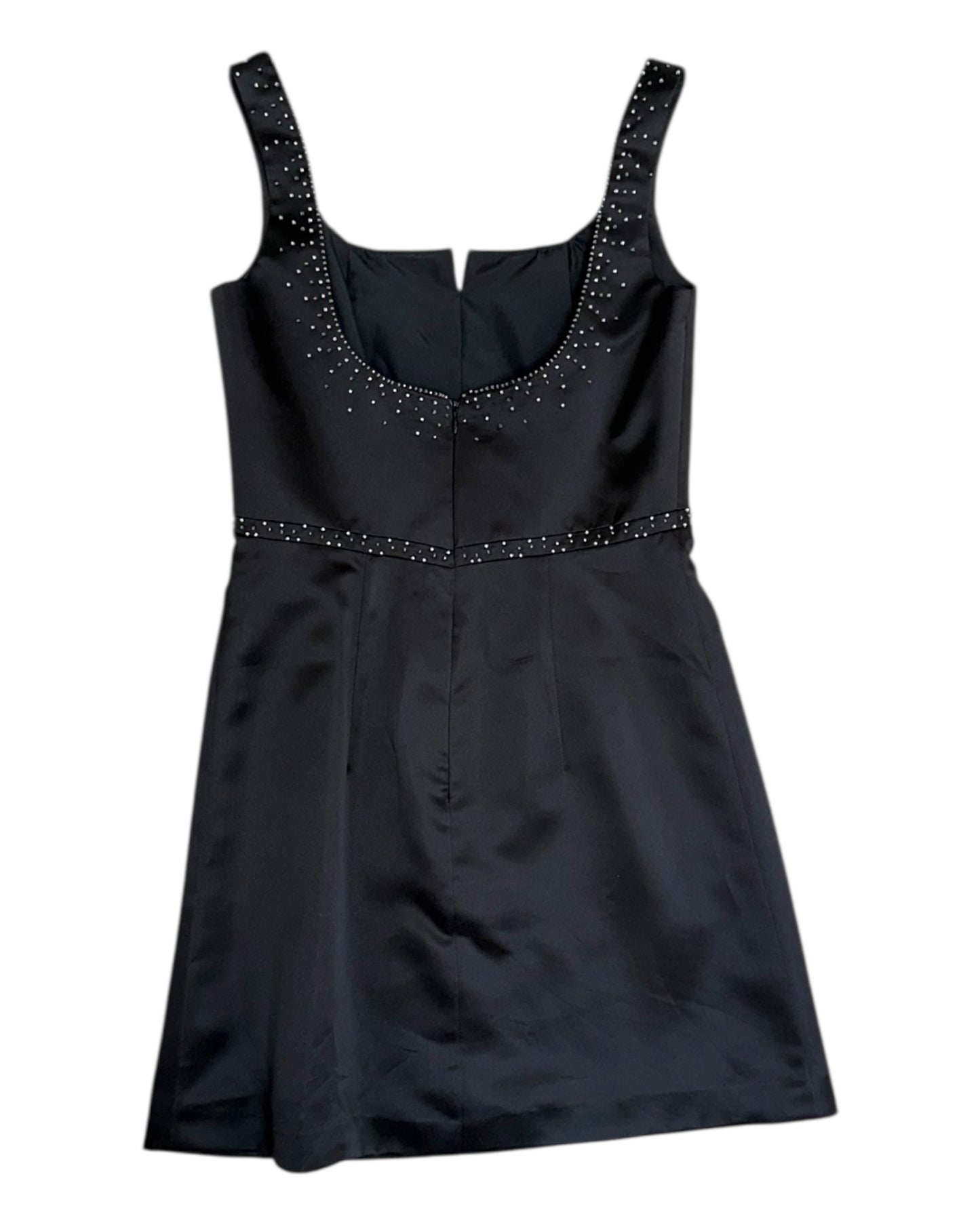 Vintage Y2K Black Beaded Satin Mini Dress