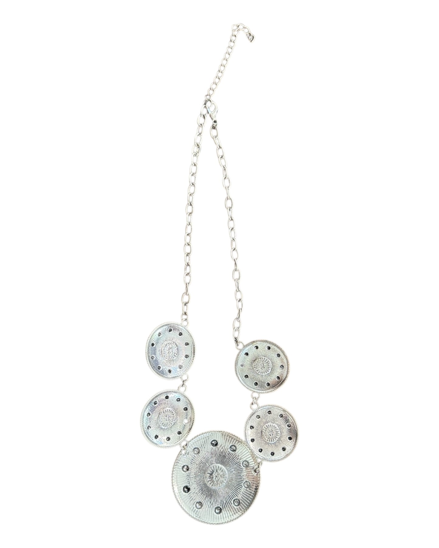 Vintage Y2K Lime Green and Silver Medallion Necklace