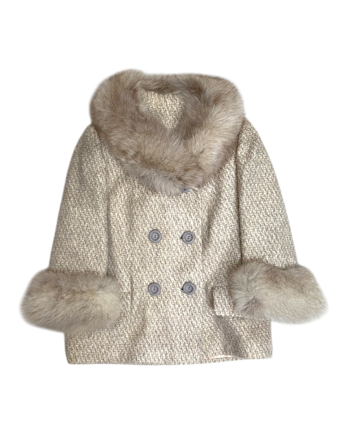 Vintage Cropped Fur Trim Coat