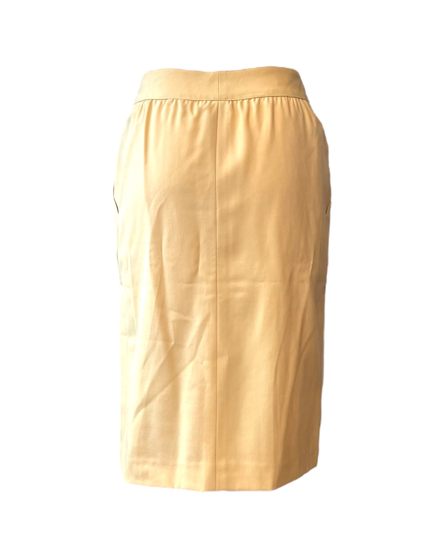 Vintage 1980s Chloé Knee-Length Yellow Button-Up Skirt