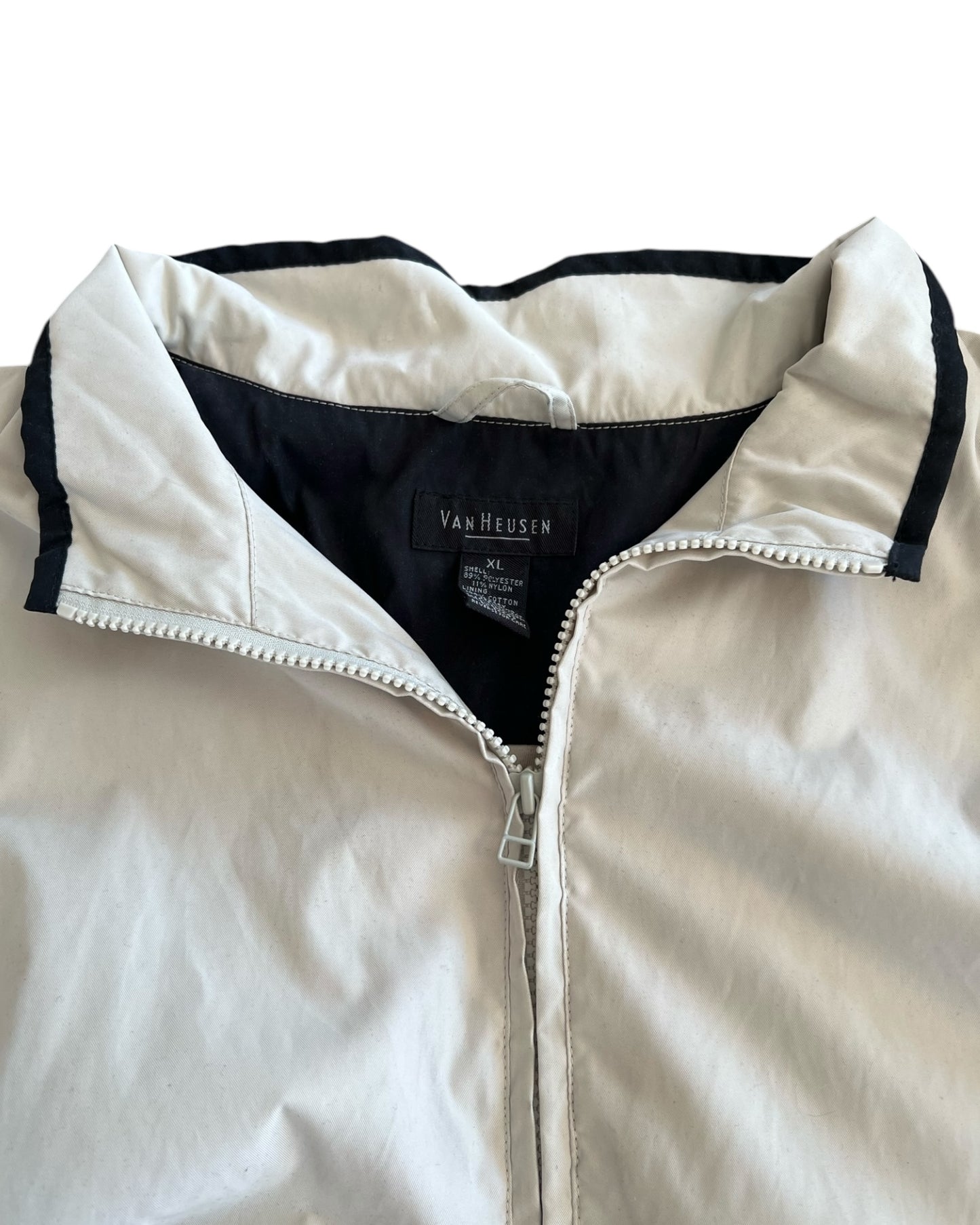 Vintage Beige Quarter-Zip Windbreaker Jacket
