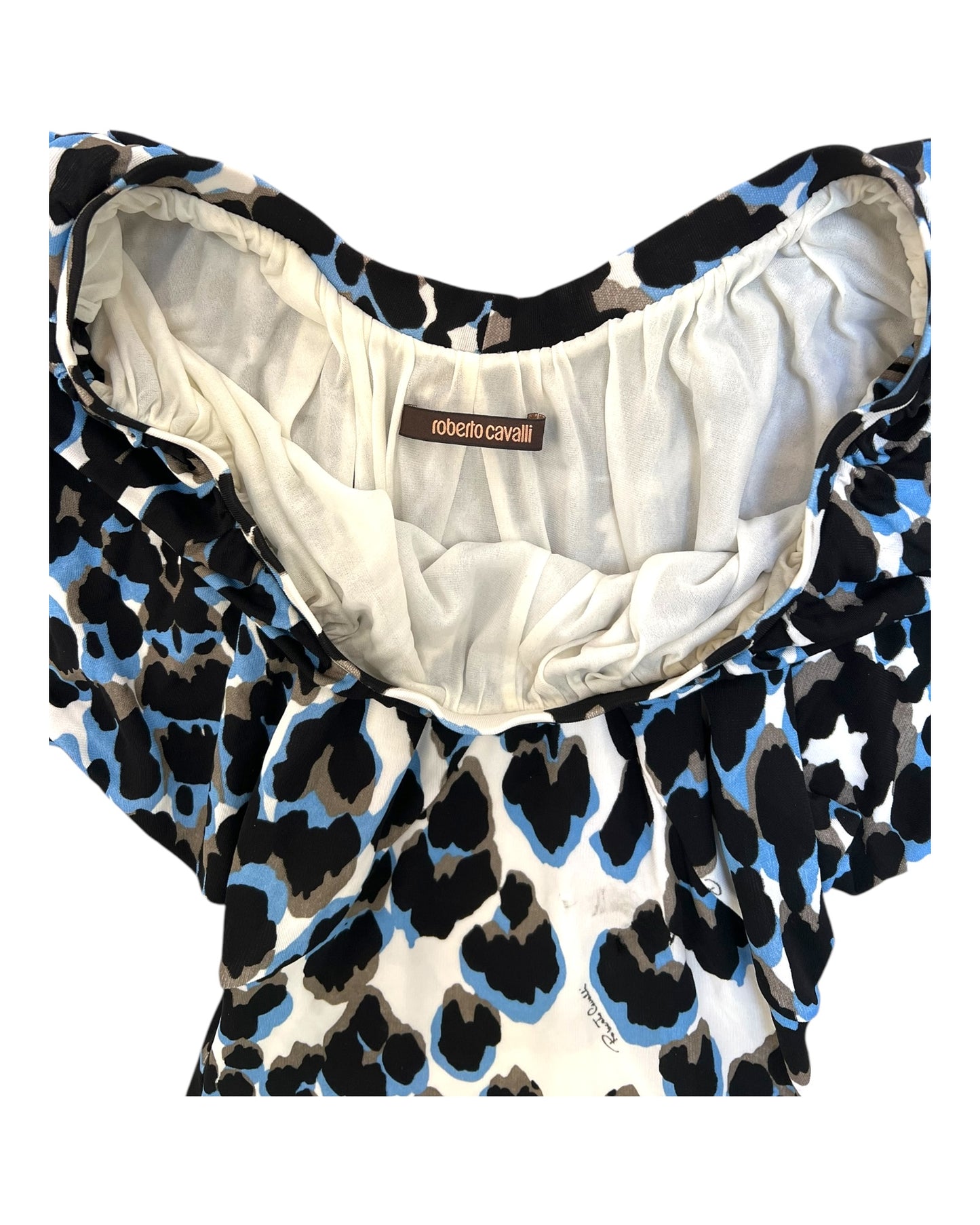 Vintage 2008 Roberto Cavalli Animal Print Butterfly-Sleeve Top