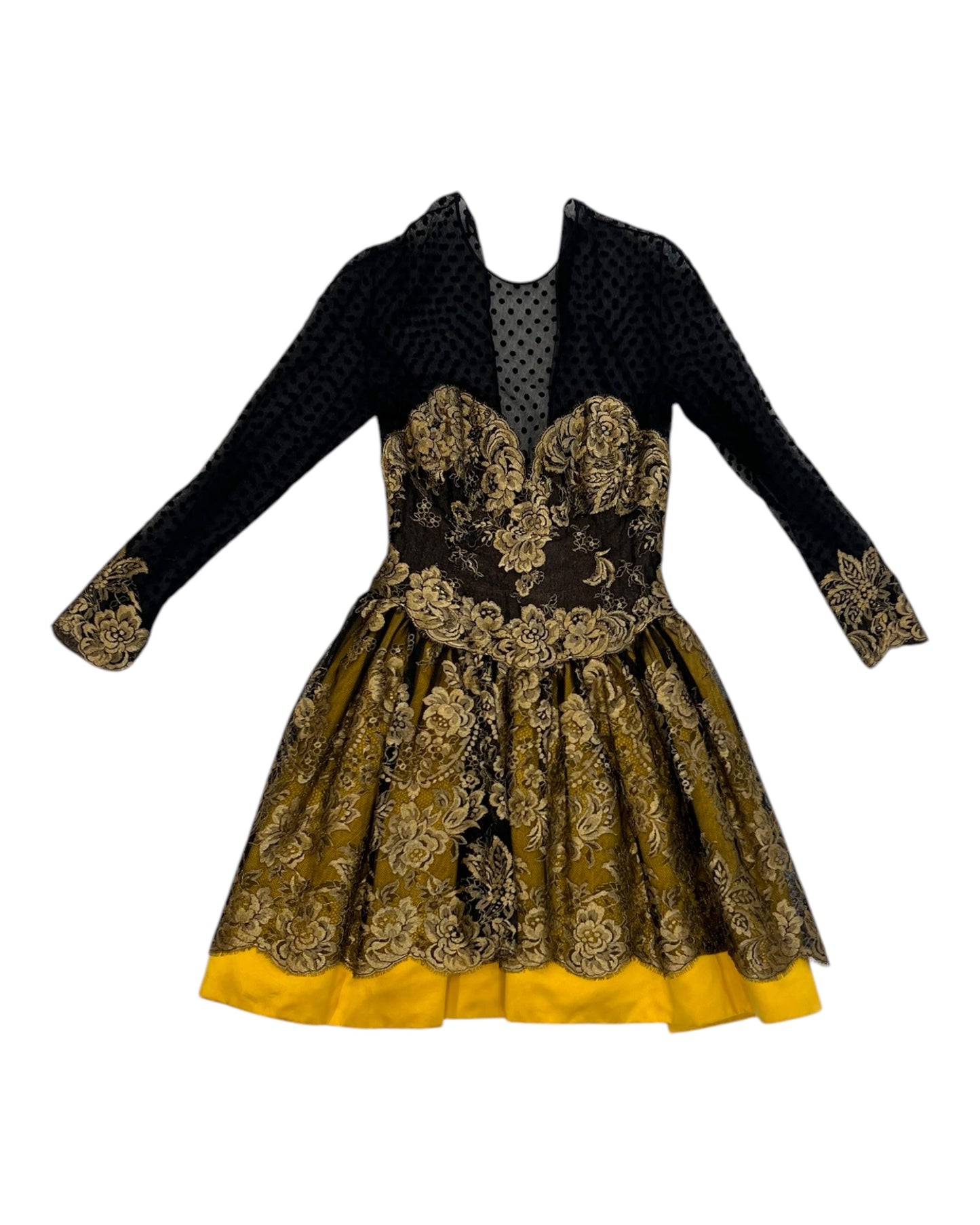 Vintage 1980s Vera Wang Black and Gold Mini Dress