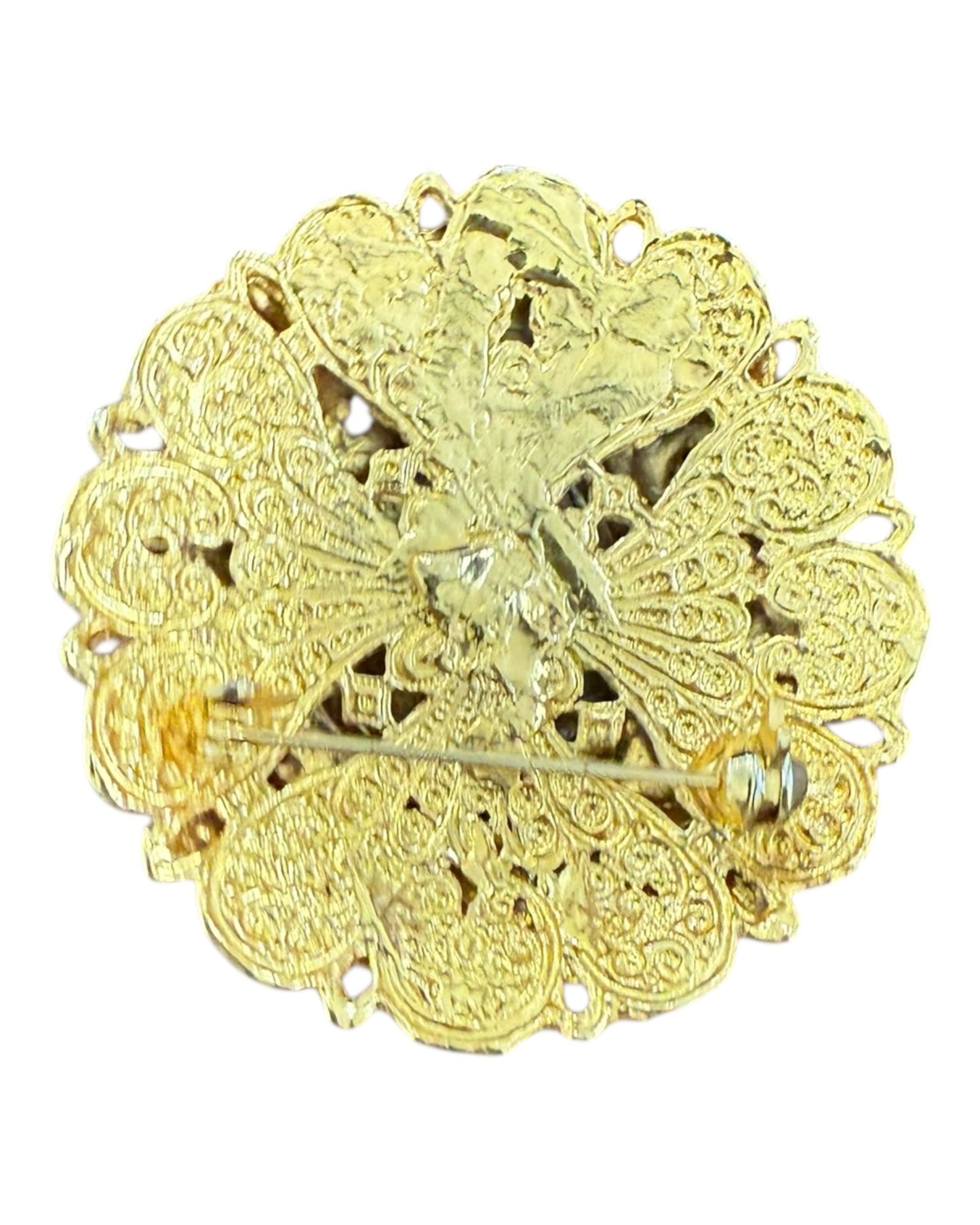 Vintage Gold and Black Pearl Brooch
