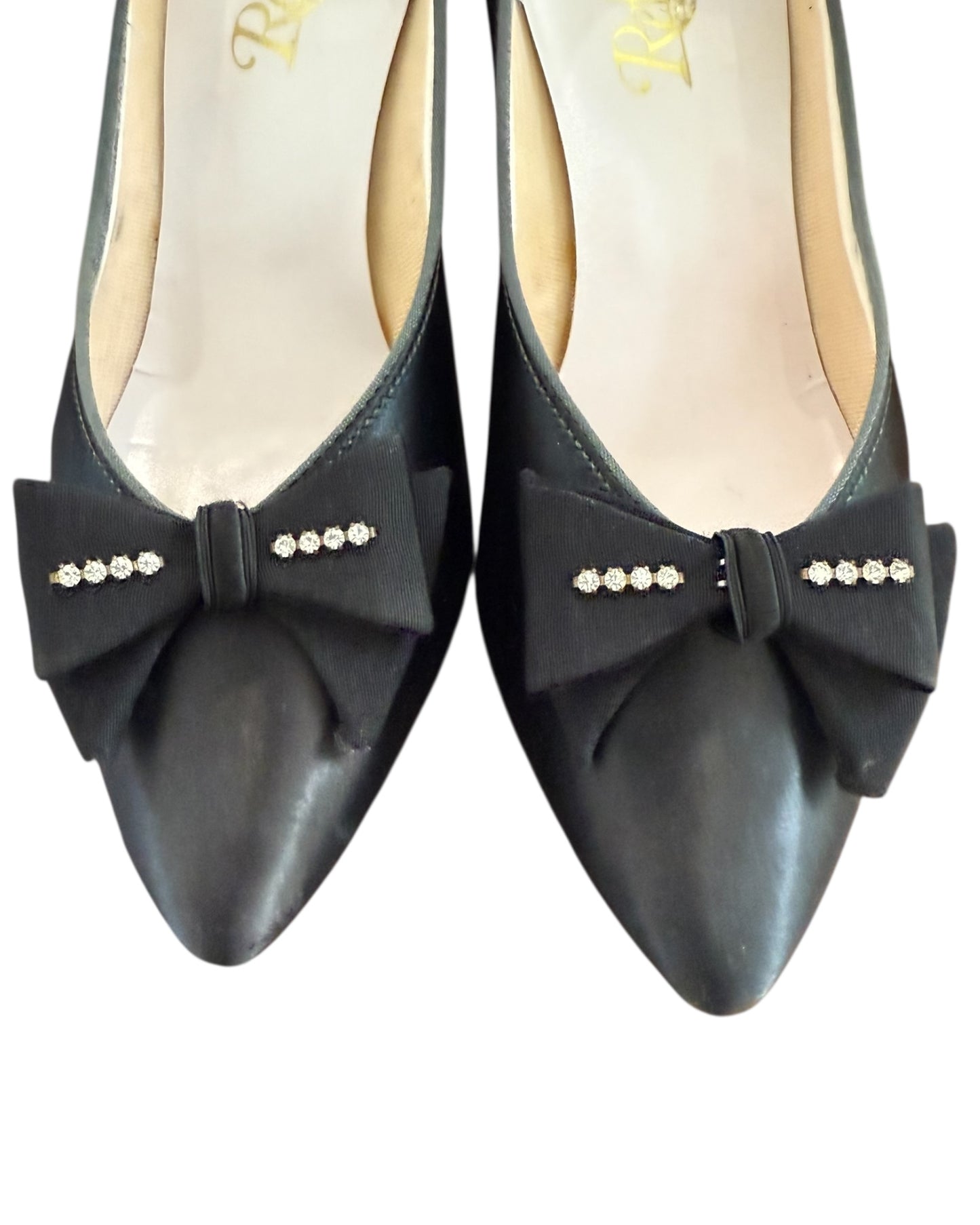 Vintage 1950s Black Satin Heels