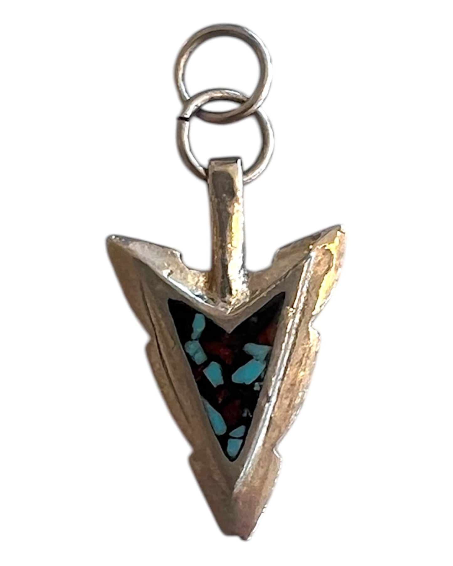 Vintage Silver and Turquoise Arrowhead Charm