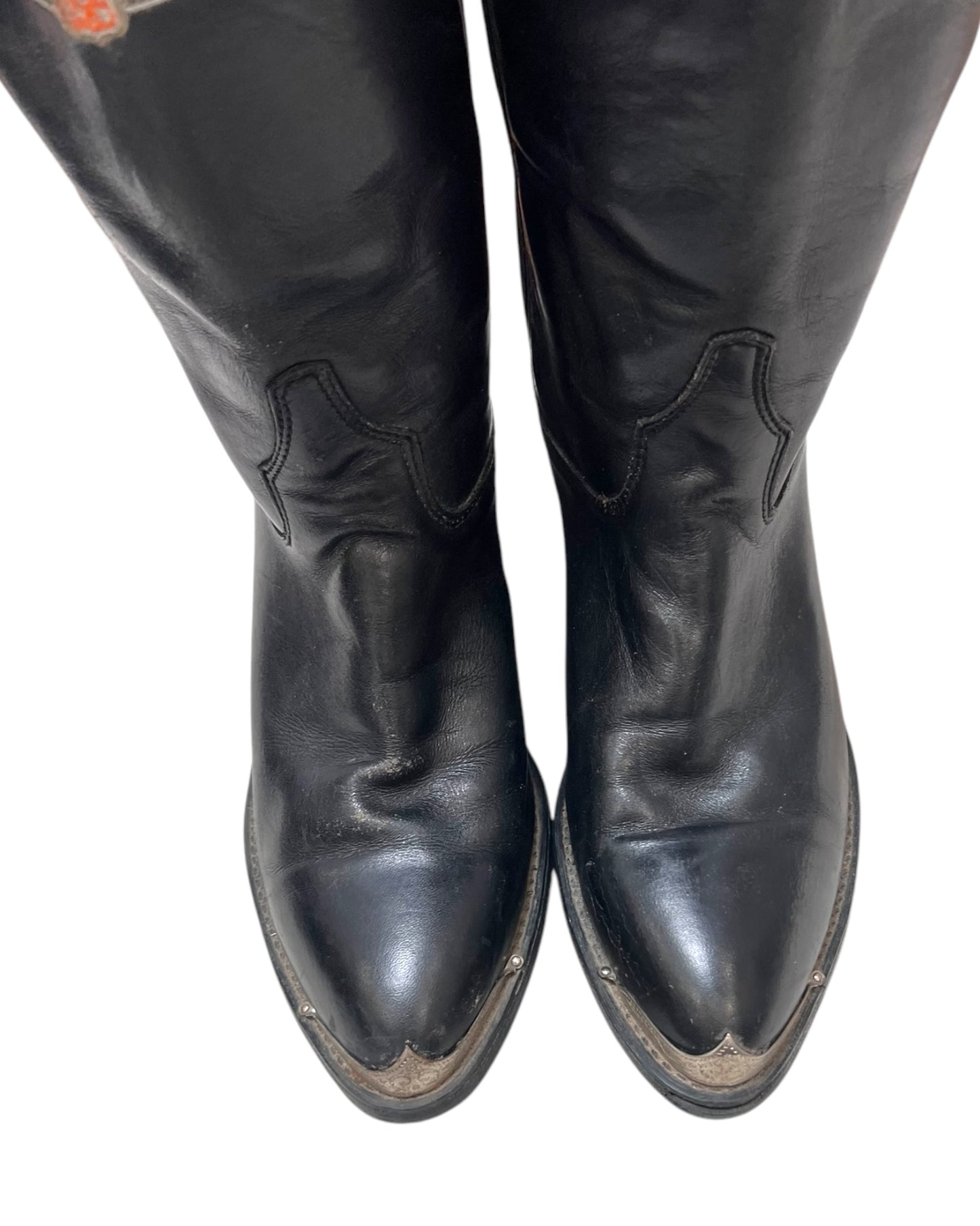 Vintage Harley Davidson Metal-Toe Black Cowboy Boots