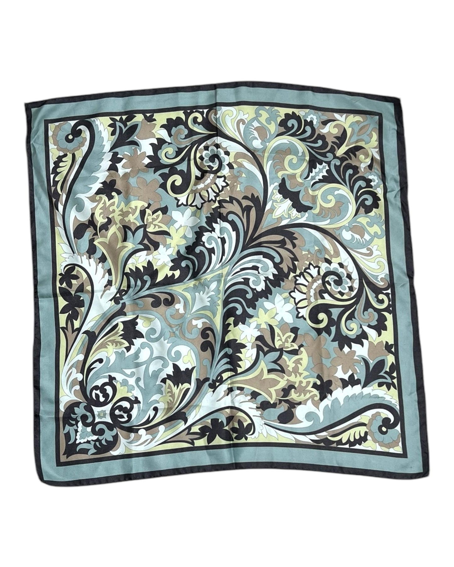 Vintage Silk Blue and Green Scarf