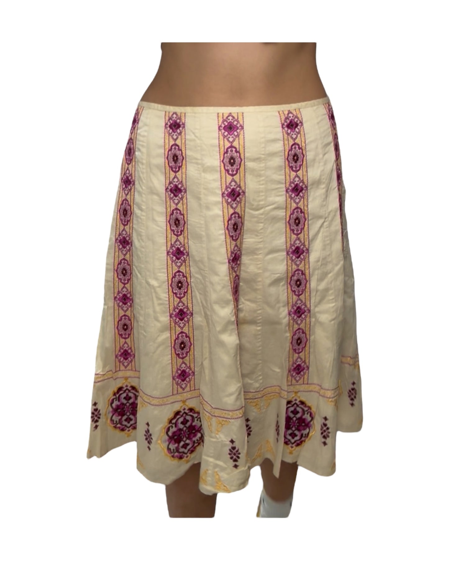 Vintage Ecru and Purple Medallion Skirt