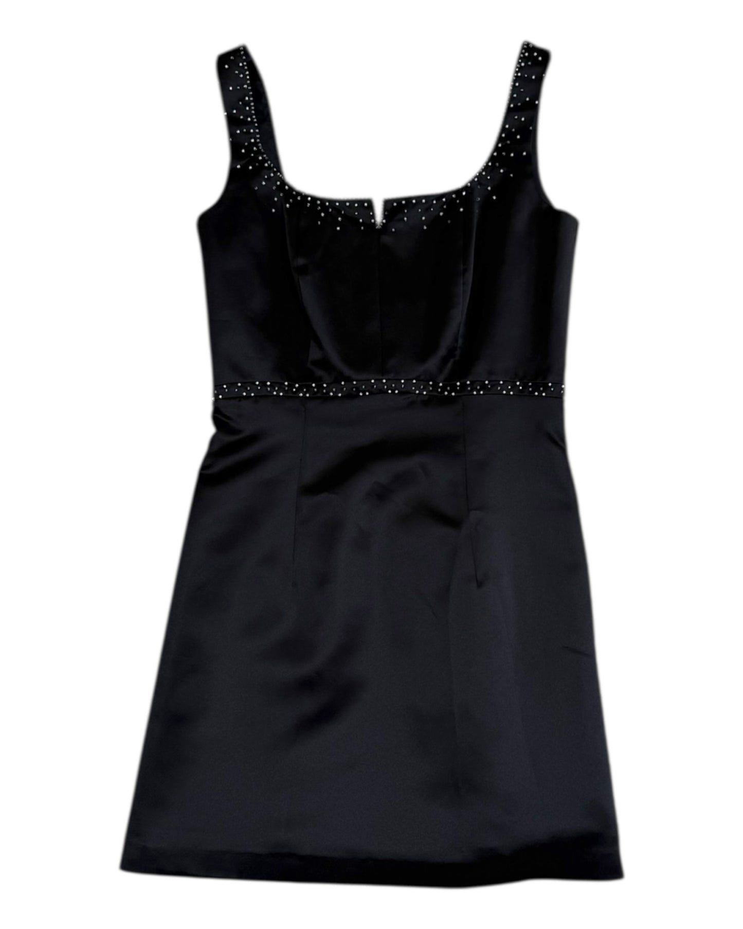 Vintage Y2K Black Beaded Satin Mini Dress