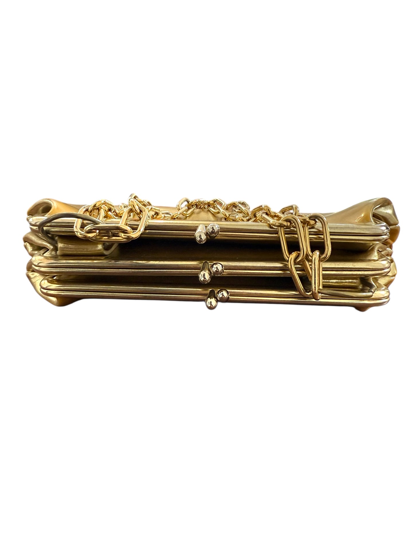 Vintage 1980s Gold Tri-Layer Clasp Bag