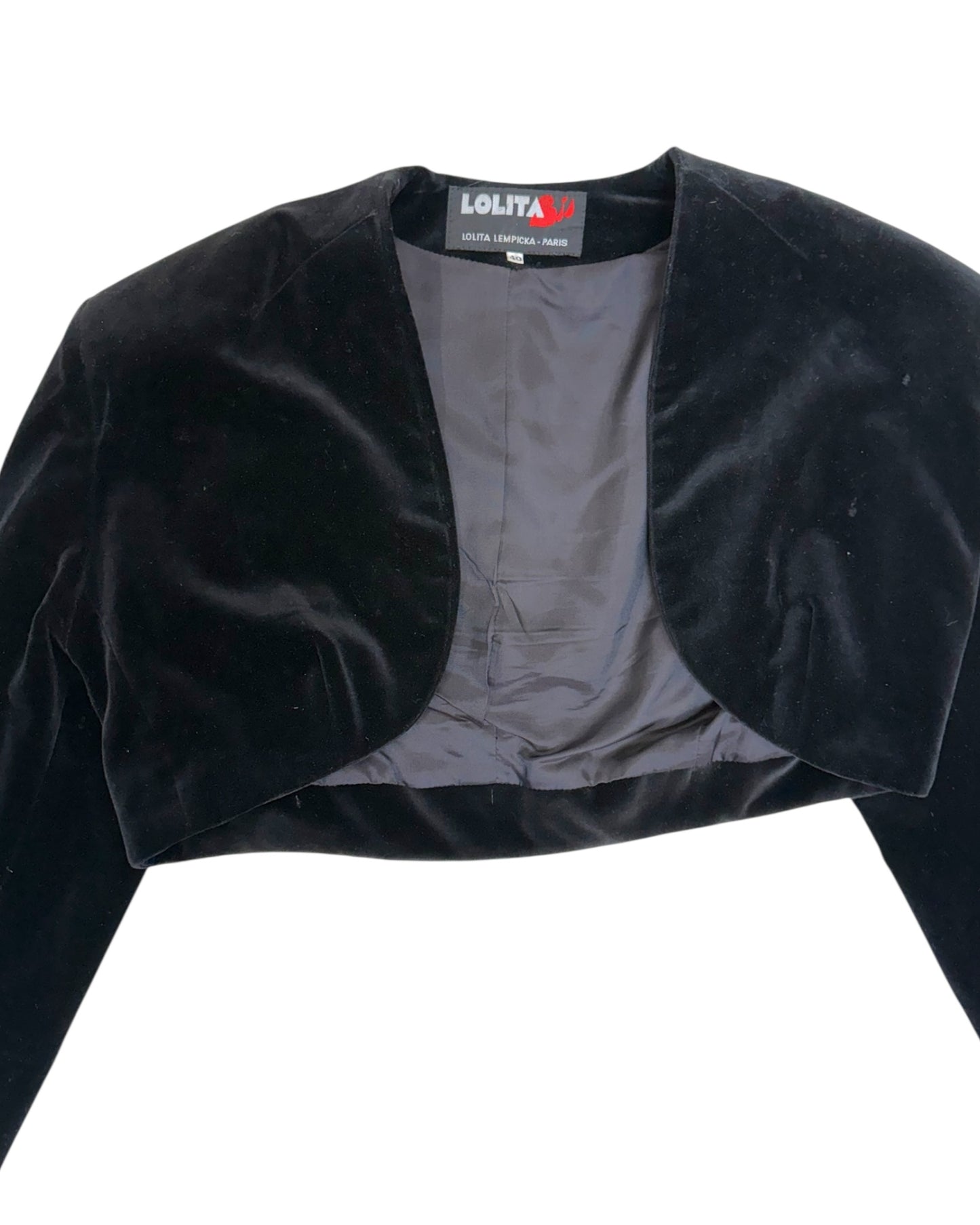 Vintage Black Velvet Cropped Jacket