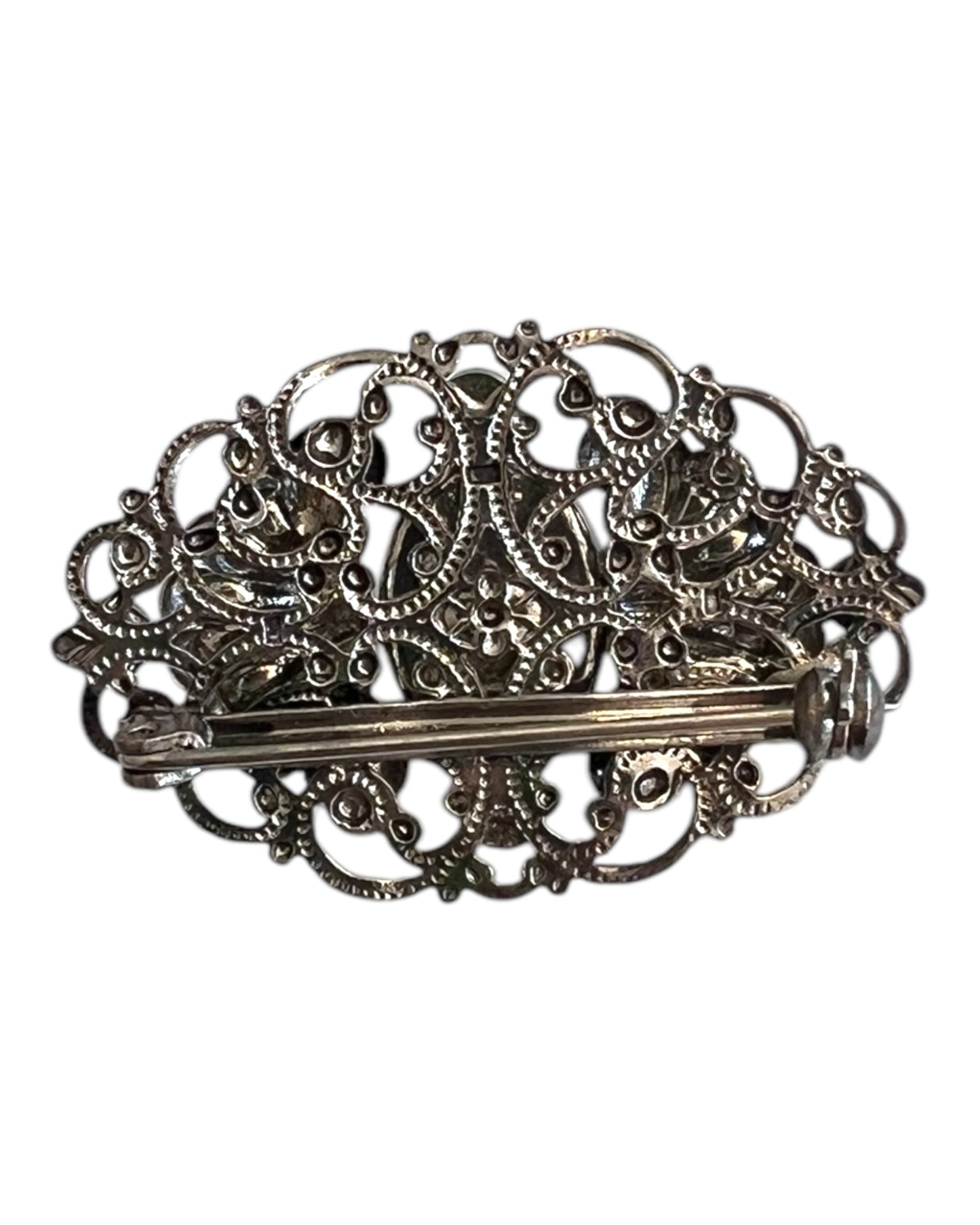 Vintage Silver and Black Brooch