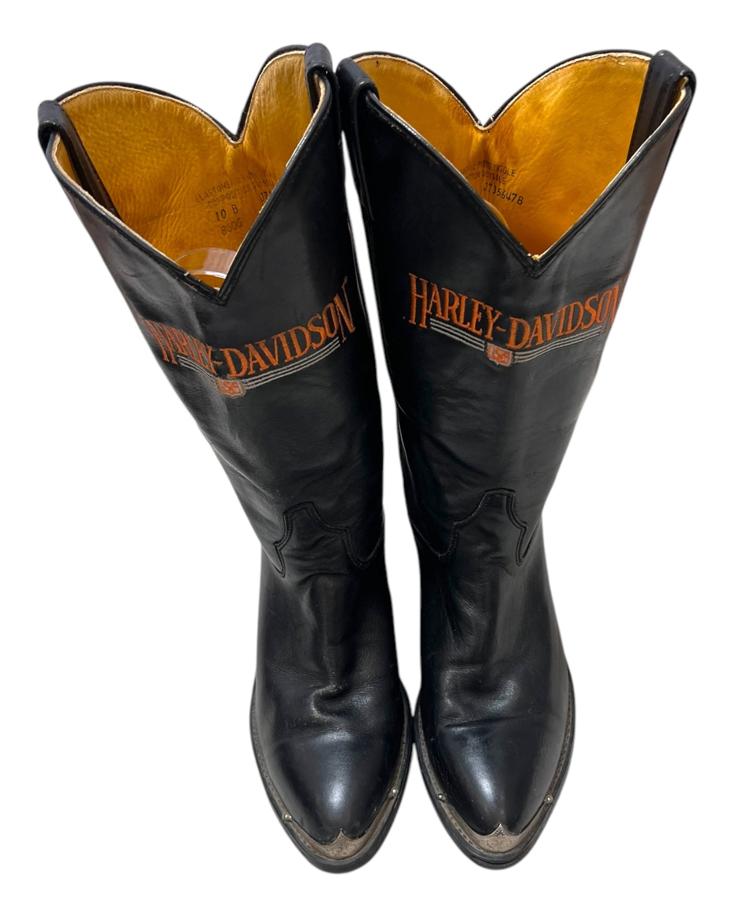 Vintage Harley Davidson Metal-Toe Black Cowboy Boots