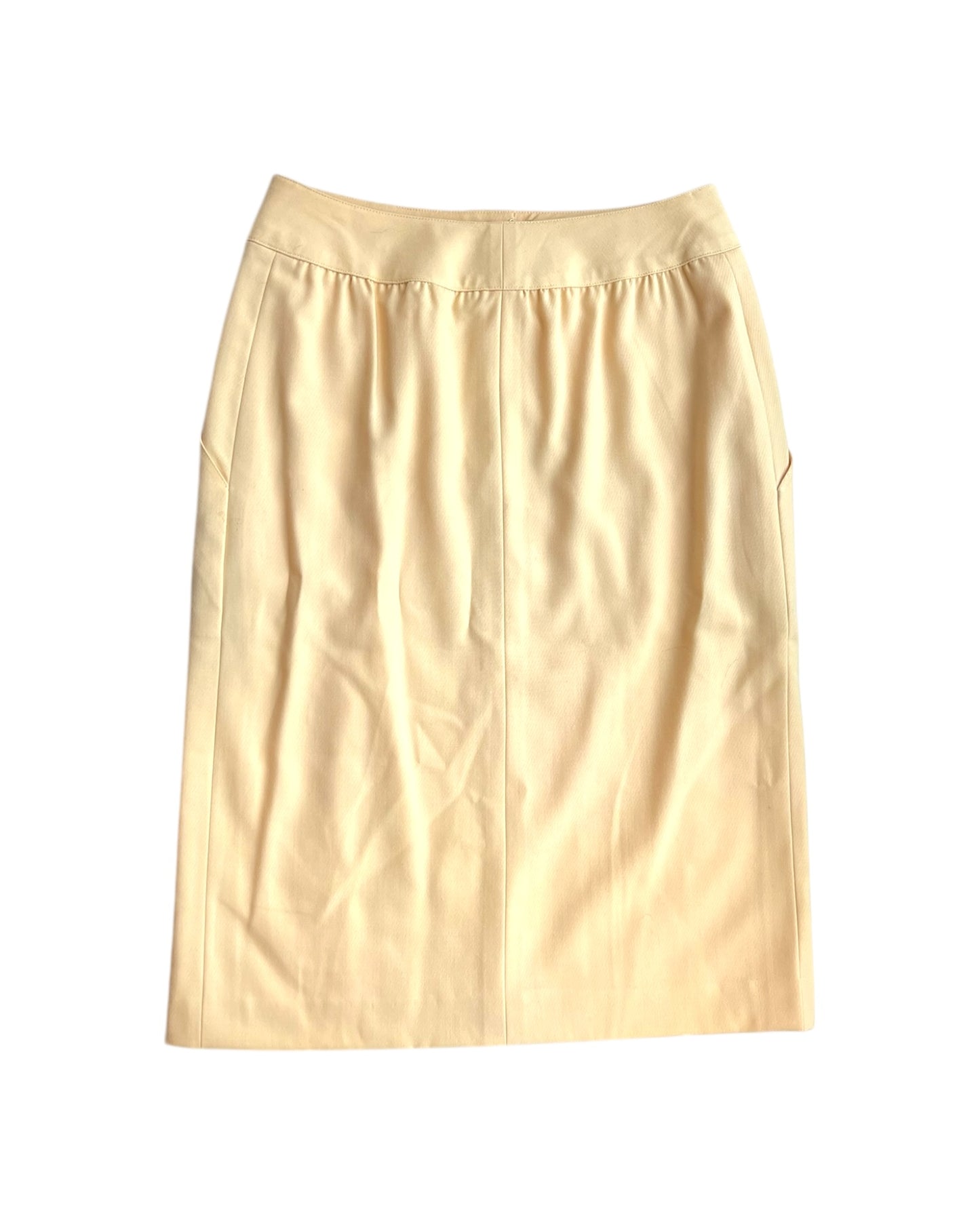 Vintage 1980s Chloé Knee-Length Yellow Button-Up Skirt