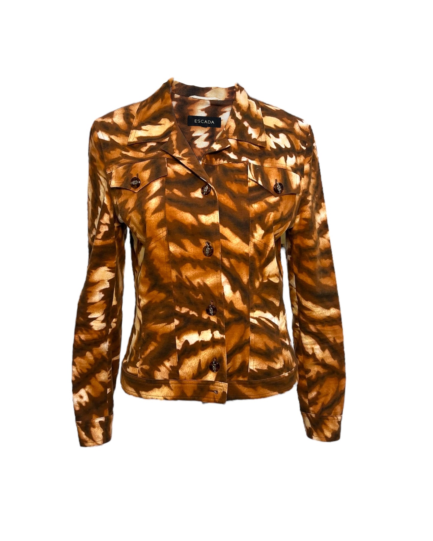 Vintage Escada Golden Brown Animal Print Cropped Jacket