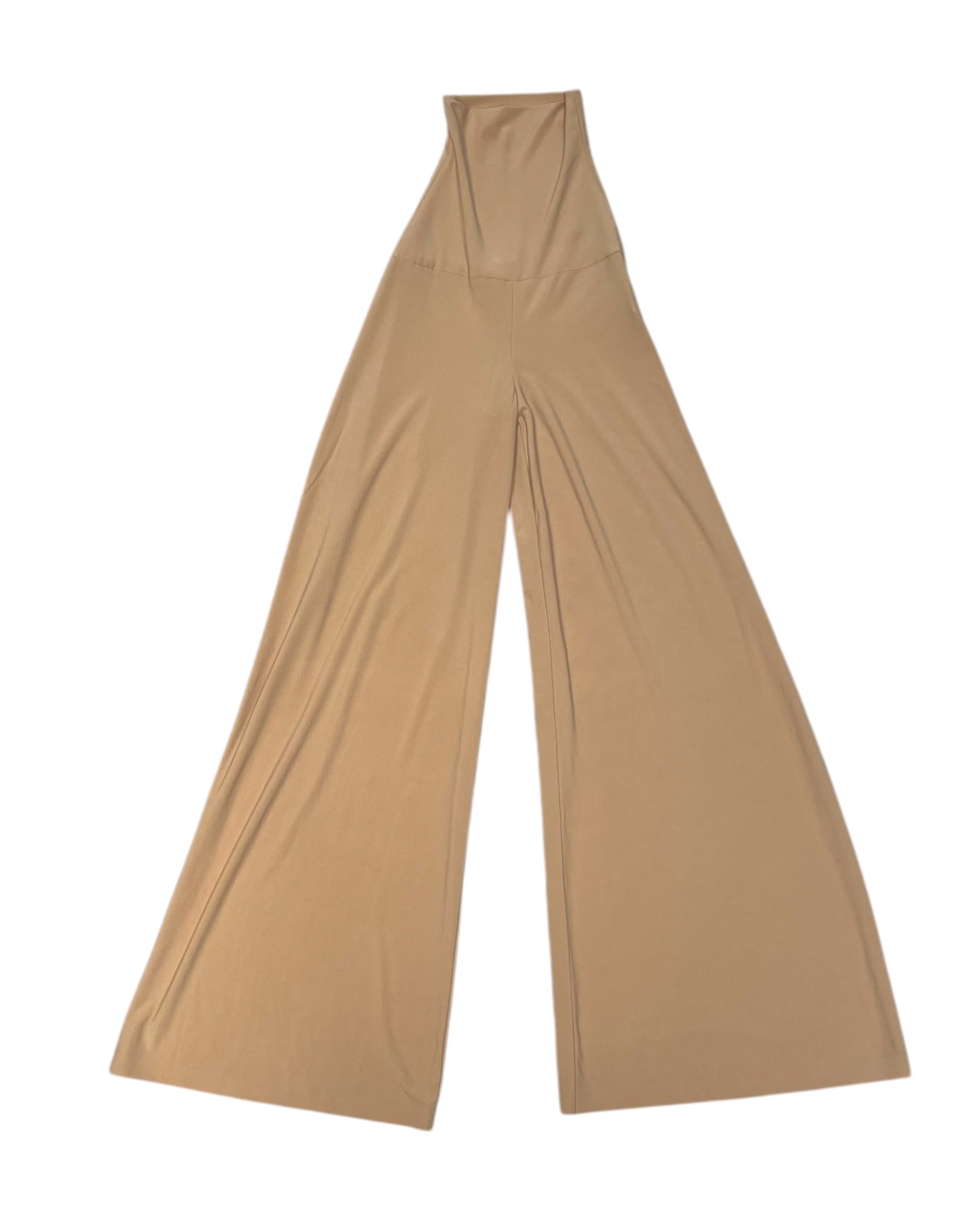 Pre-Loved Norma Kamali Tan Wide-Leg Stretch Pants