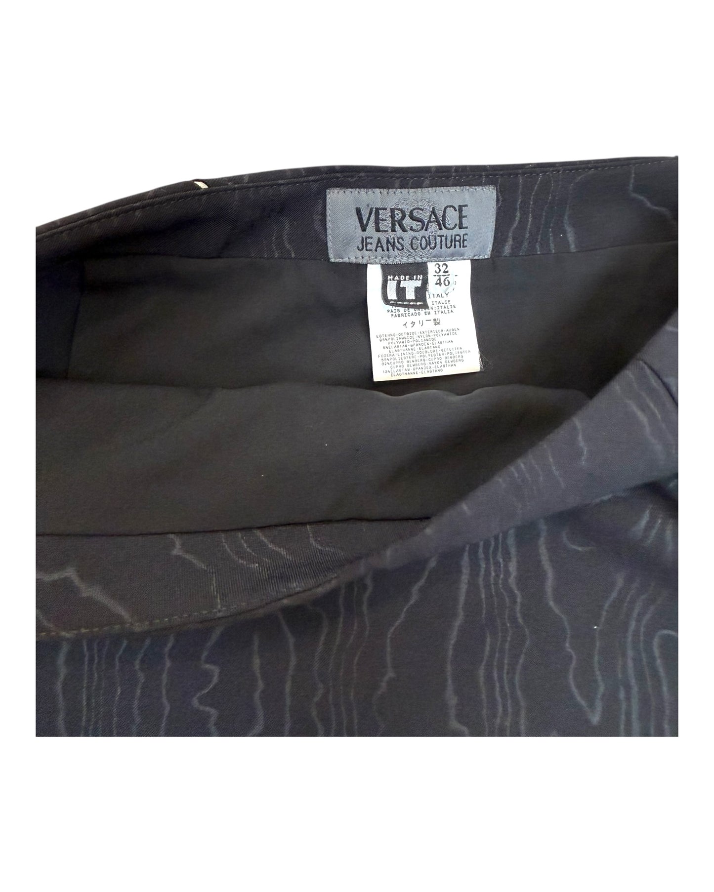 Vintage 2000s Versace Graphic Print Black Skirt