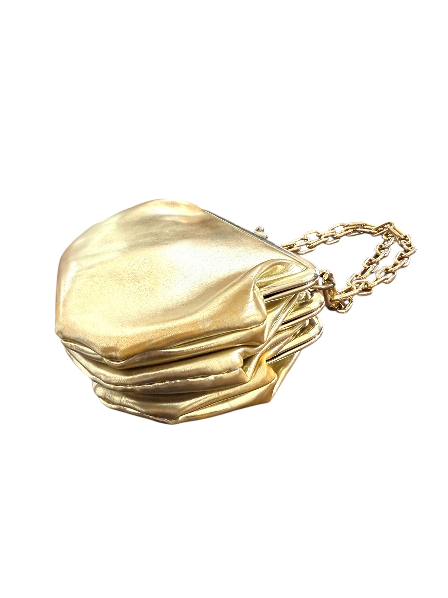 Vintage 1980s Gold Tri-Layer Clasp Bag