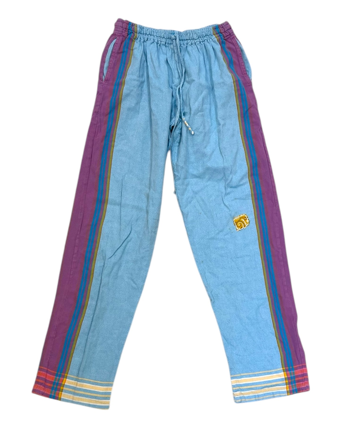 Vintage Blue and Purple Striped Drawstring Pants