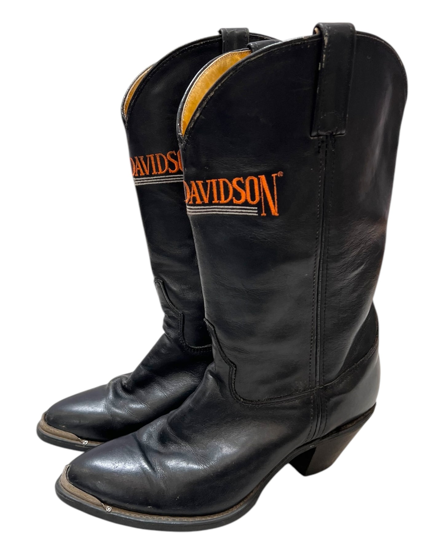 Vintage Harley Davidson Metal-Toe Black Cowboy Boots