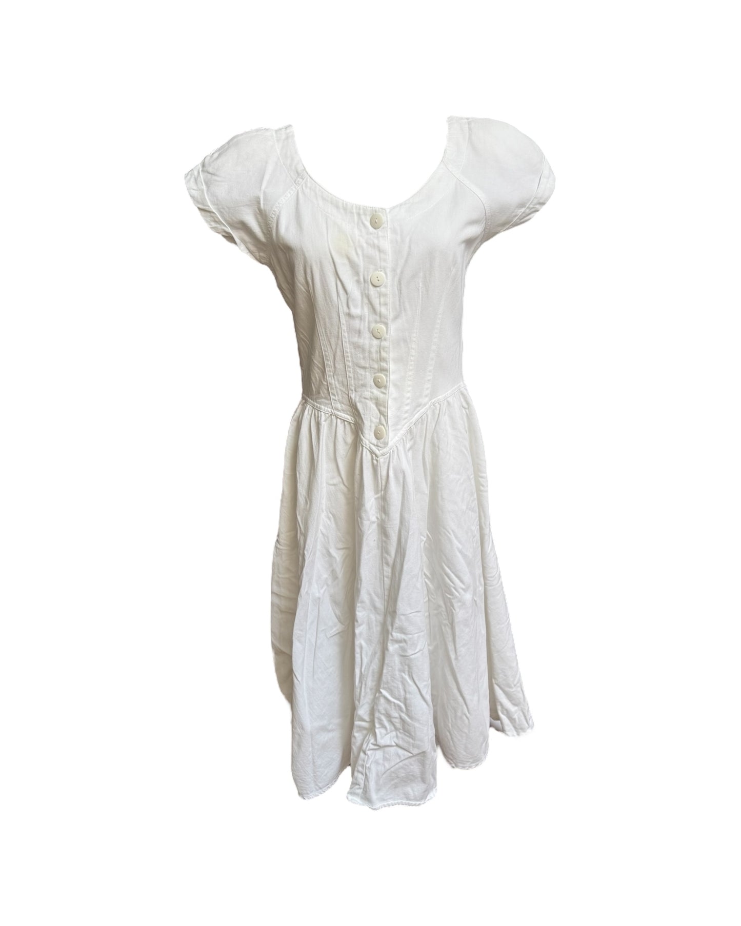 Vintage 1980 Forenza White Cotton Shirt Dress