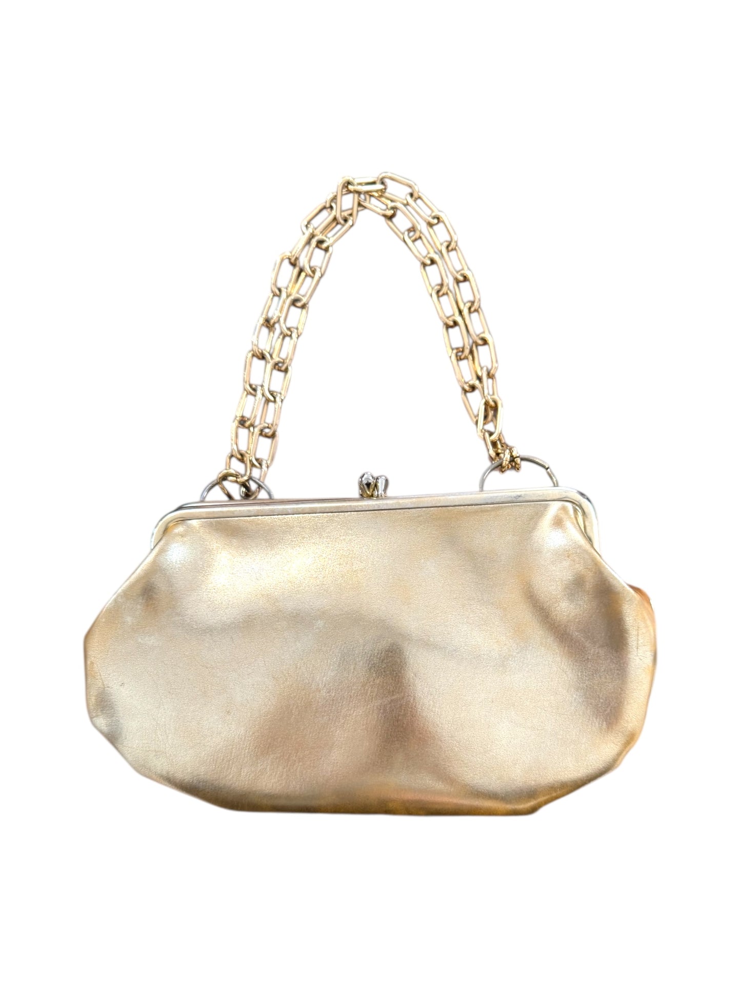 Vintage 1980s Gold Tri-Layer Clasp Bag