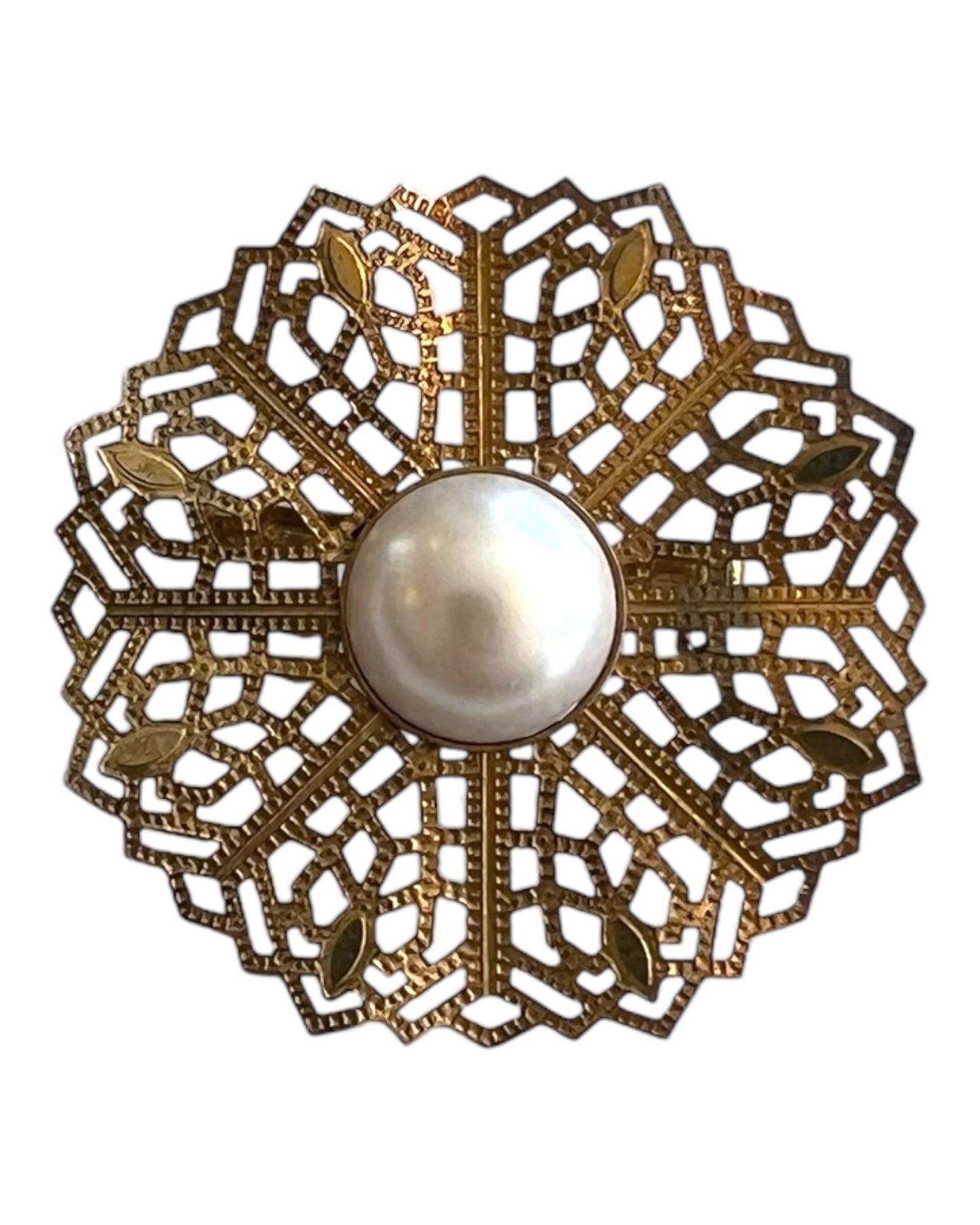 Vintage Faux Pearl and Gold Brooch