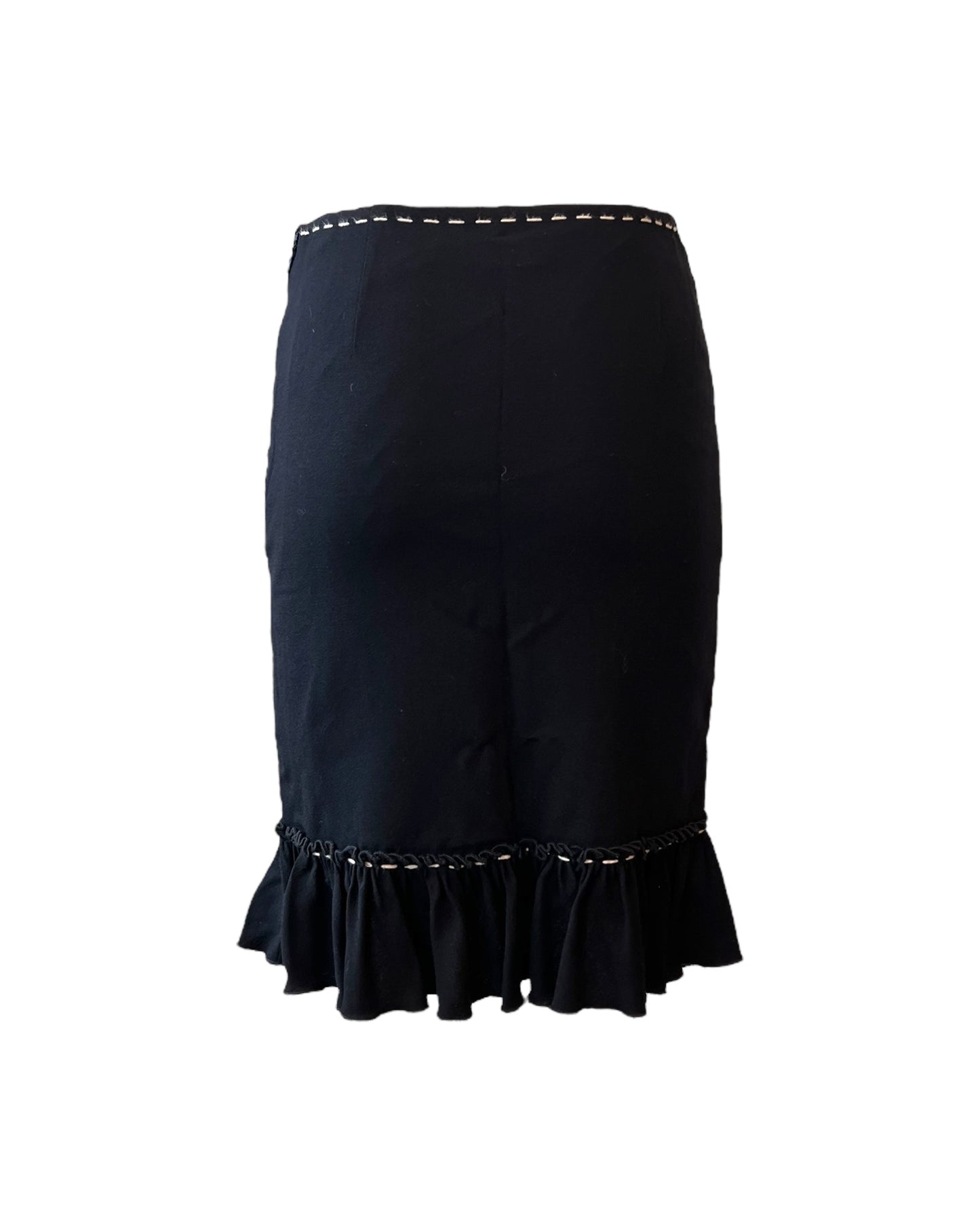 Vintage 2000s Moschino Black Ruffle Short Skirt