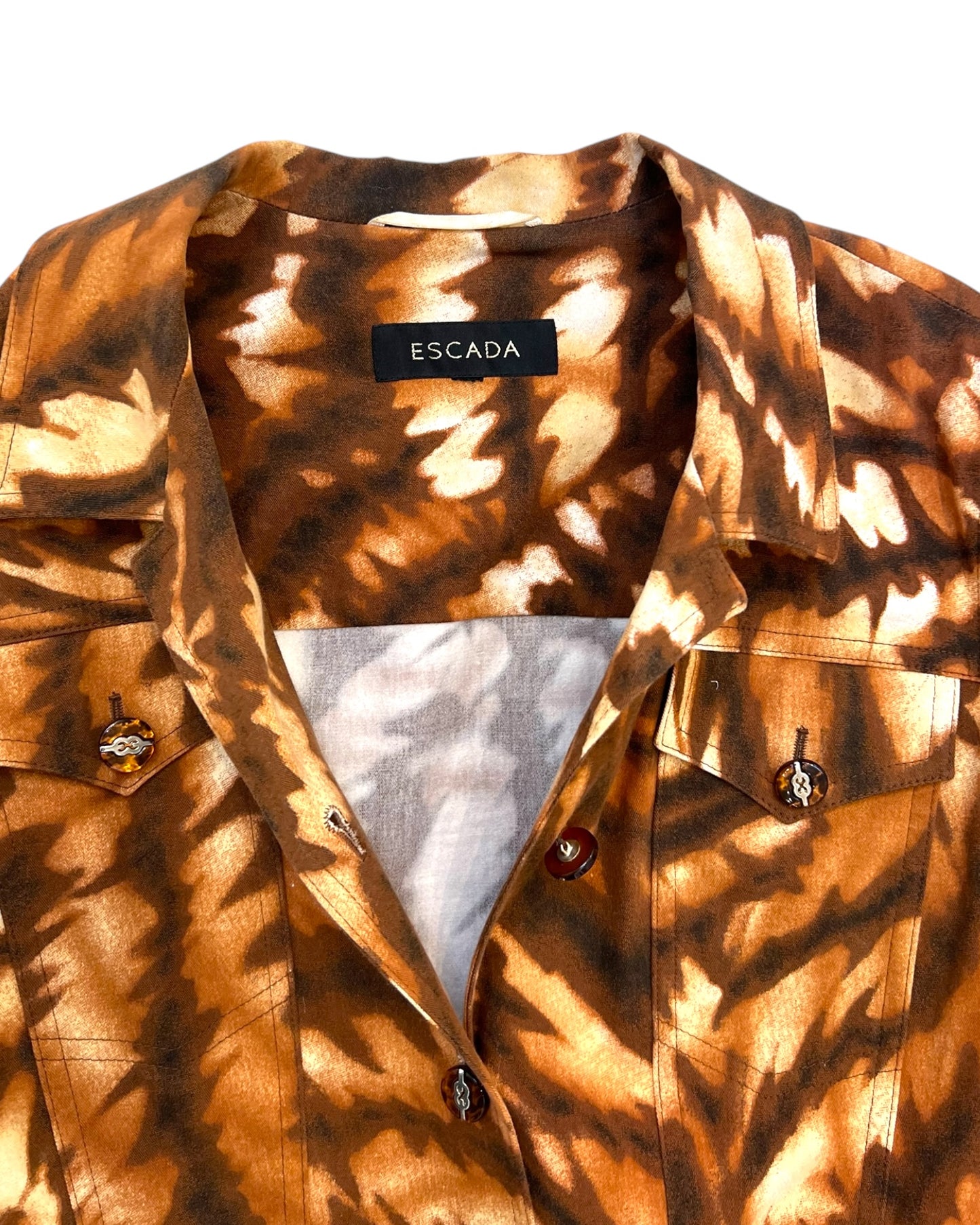 Vintage Escada Golden Brown Animal Print Cropped Jacket