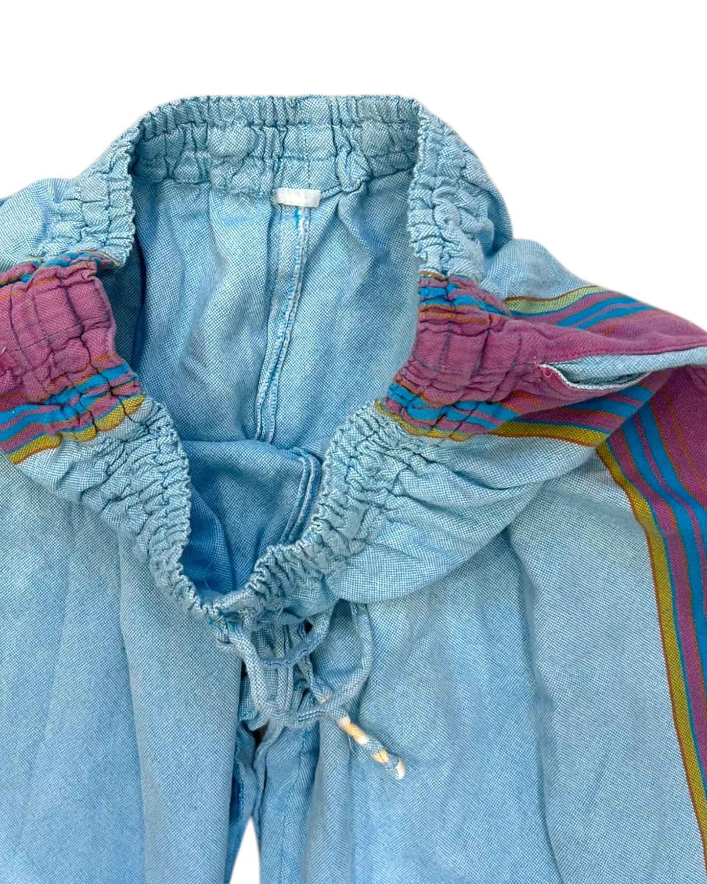 Vintage Blue and Purple Striped Drawstring Pants