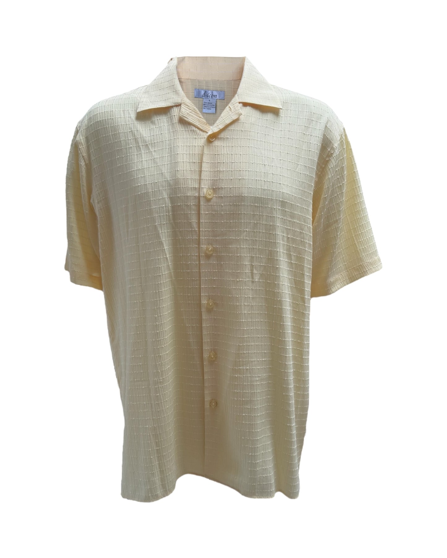 Vintage Yellow Checkered Short Sleeve Button-Up Top
