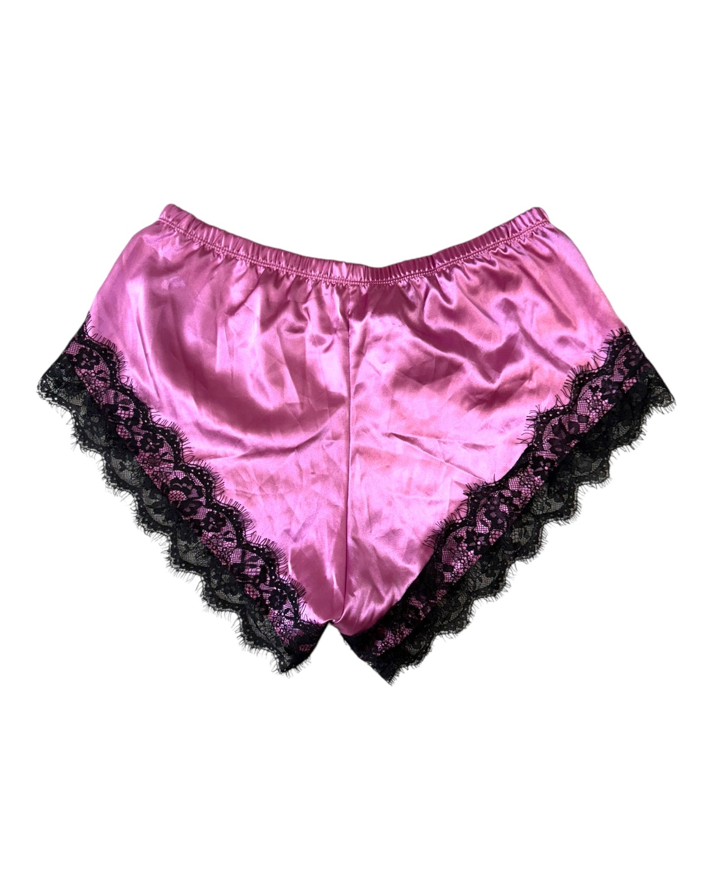 Purple and Black Lace Satin Lingerie Shorts